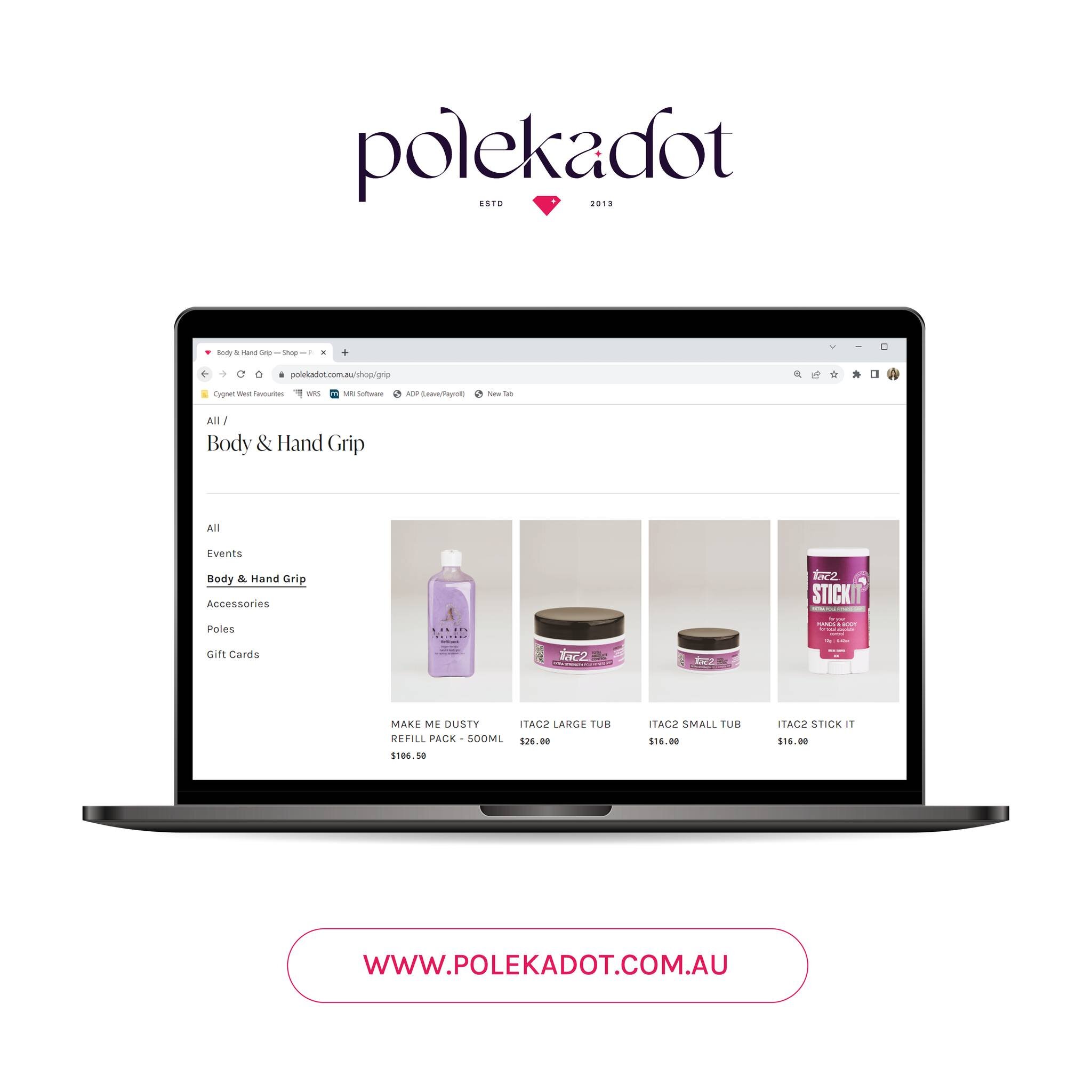 Thank you for all the love on our website launch yesterday! We are so excited to have a brand new website 😍

We're currently taking orders for your favourite grips and accessories, and you can even buy your pole bestie a gift card! 

www.polekadot.c