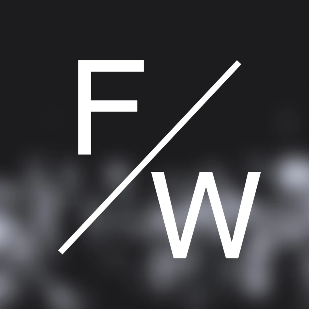 Black and white logo with the letters F and W separated diagonally by a white line.