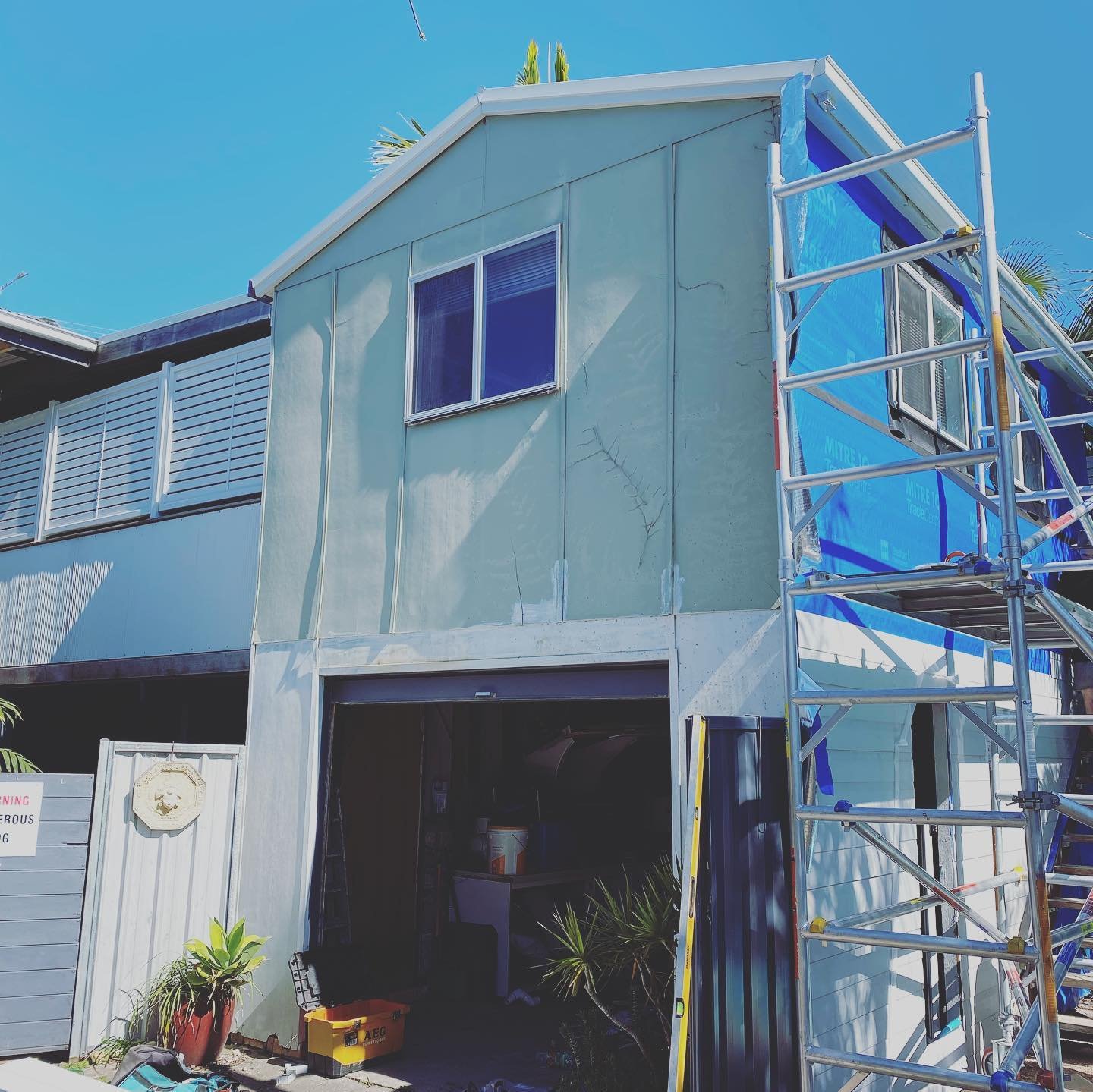 Shed re-clad coming along nicely at Redhead. These clients love us so much, we have lost count of how many times they have got us back for more.