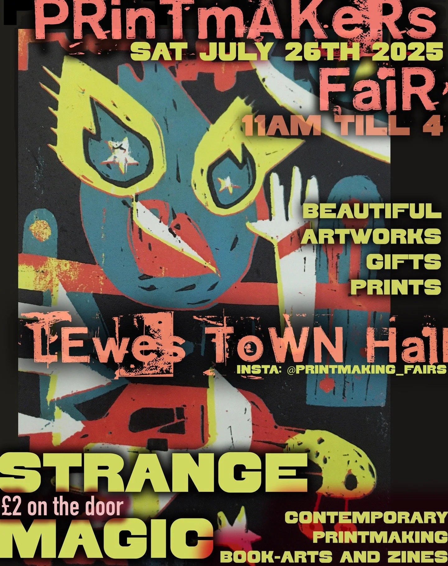 I'm very pleased to be taking part in this exciting Printmakers Fair at Lewes Town Hall on the 26th July 
only &pound;2 on the door or free if you use the link below to get your tickets 😊

https://www.eventbrite.co.uk/e/strange-magic-contemporary-pr