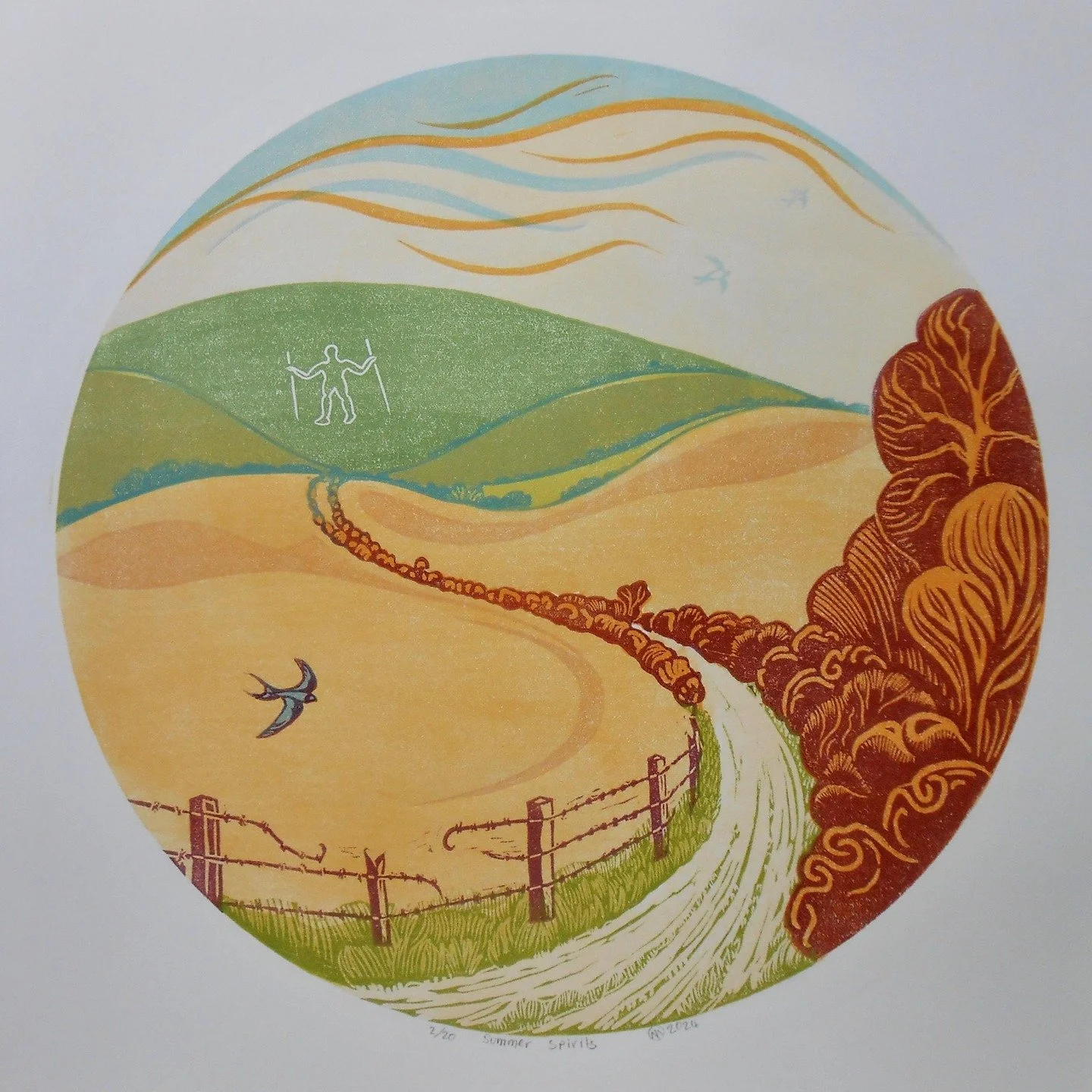 I dropped off my mini linocut 'Evening Glow- Folkington' to @atelierbrighton yesterday for their summer Open exhibition and (due to a misunderstanding on the email front) discovered that they wanted TWO of my pieces. So, I'm back to Brighton tomorrow