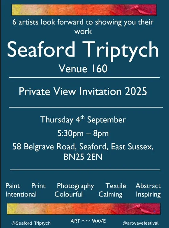 Set up today at @seaford_triptych (Venue 160 on the Seaford Art Trail) as part of this years @artwavefestival 
PV is this Thursday (see flyer for details) All welcome.
Showing work along with:
@joannagoodwin.art 
@dion_salvador_lloyd 
@kate.rochester