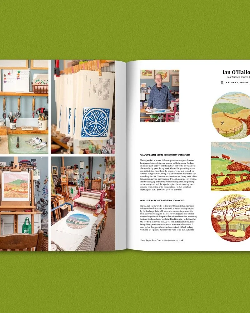 I can finally announce that I am appearing in the current issue of @pressingmattersmag 
I'm so pleased to be appearing in the 'Workspaces' section.
Any printmakers will know that it's a big deal to be included in this amazing publication and I feel h