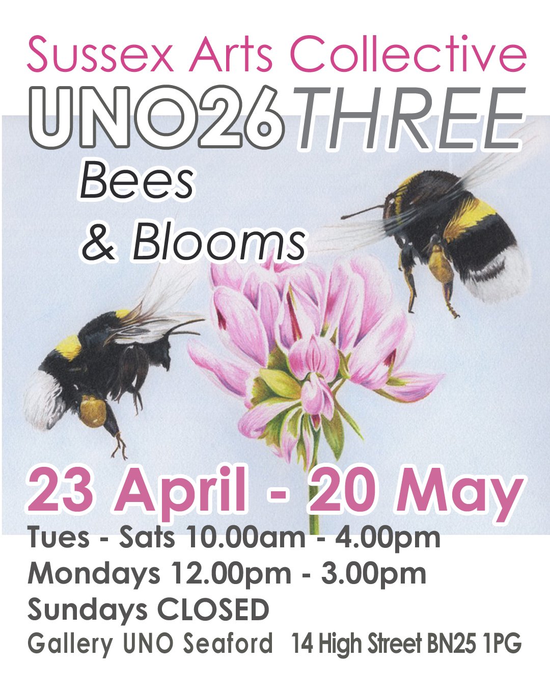 The latest group exhibition of the @sussexartscollective 'Bees &amp; Blooms' is now underway at @unoseaford 
@fatcatdesignsbyliz and I are showing work alongside other talented artists/makers until 20th May.
I've decided to give an outing to just my 