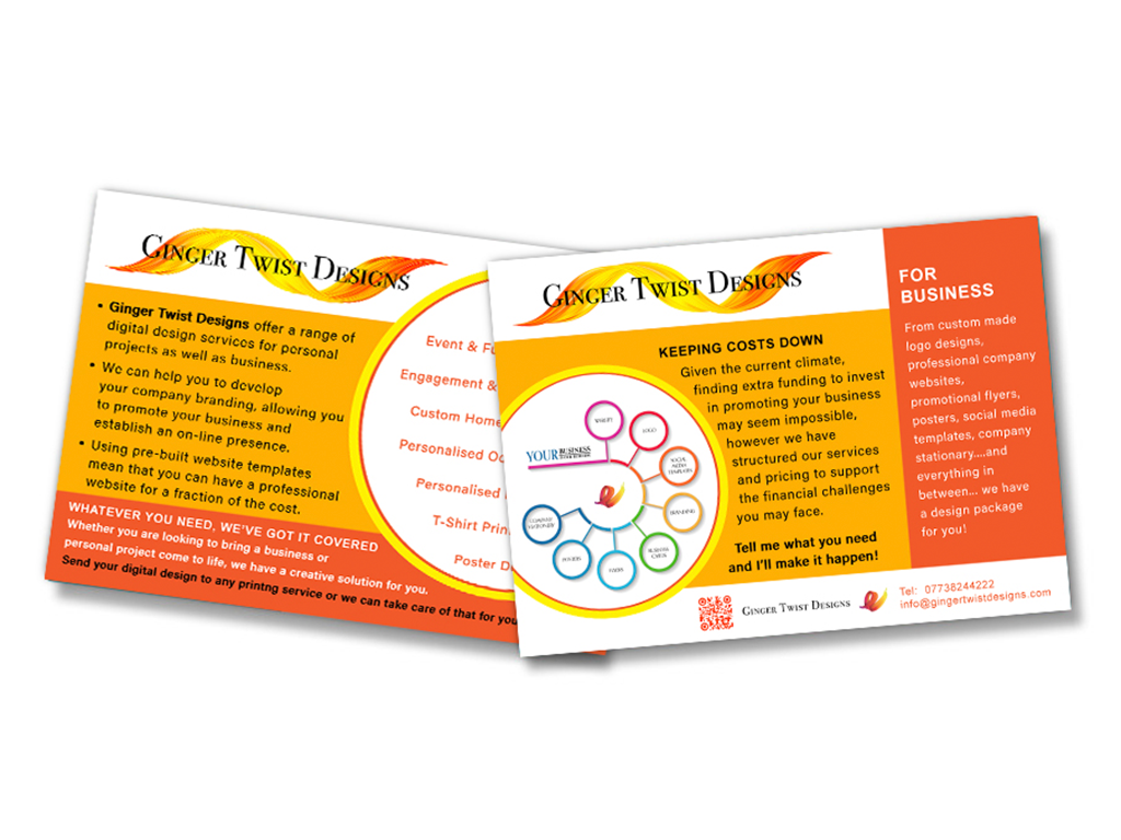 Ginger Twist Designs promotional flyer
