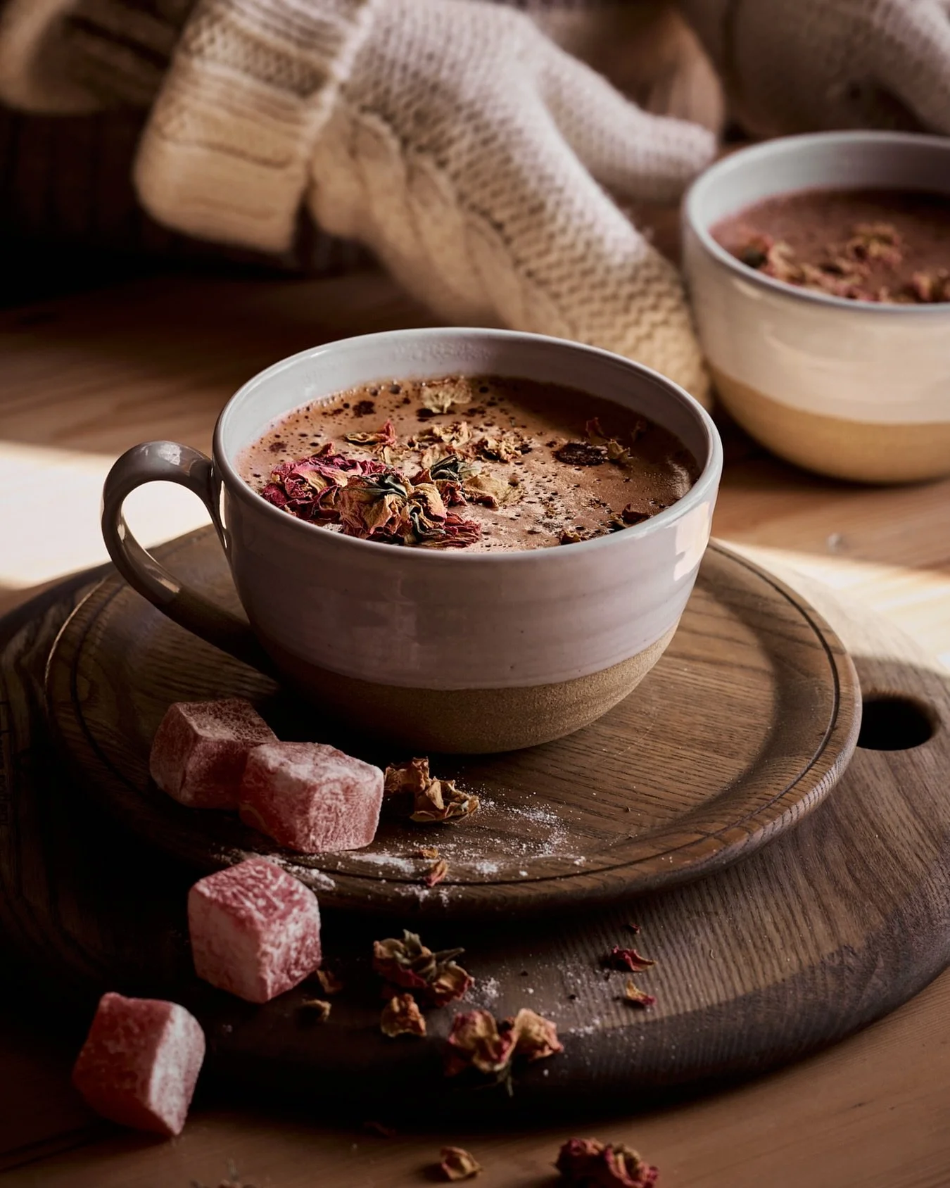 A love letter in a cup&hellip;
Silken chocolate laced with rose,
whispers of spice,
and the soft sweetness of Turkish delight.

A sip that melts winter&rsquo;s chill
and wraps you in warmth &mdash;
a fleeting moment of comfort,
lingering like a memor