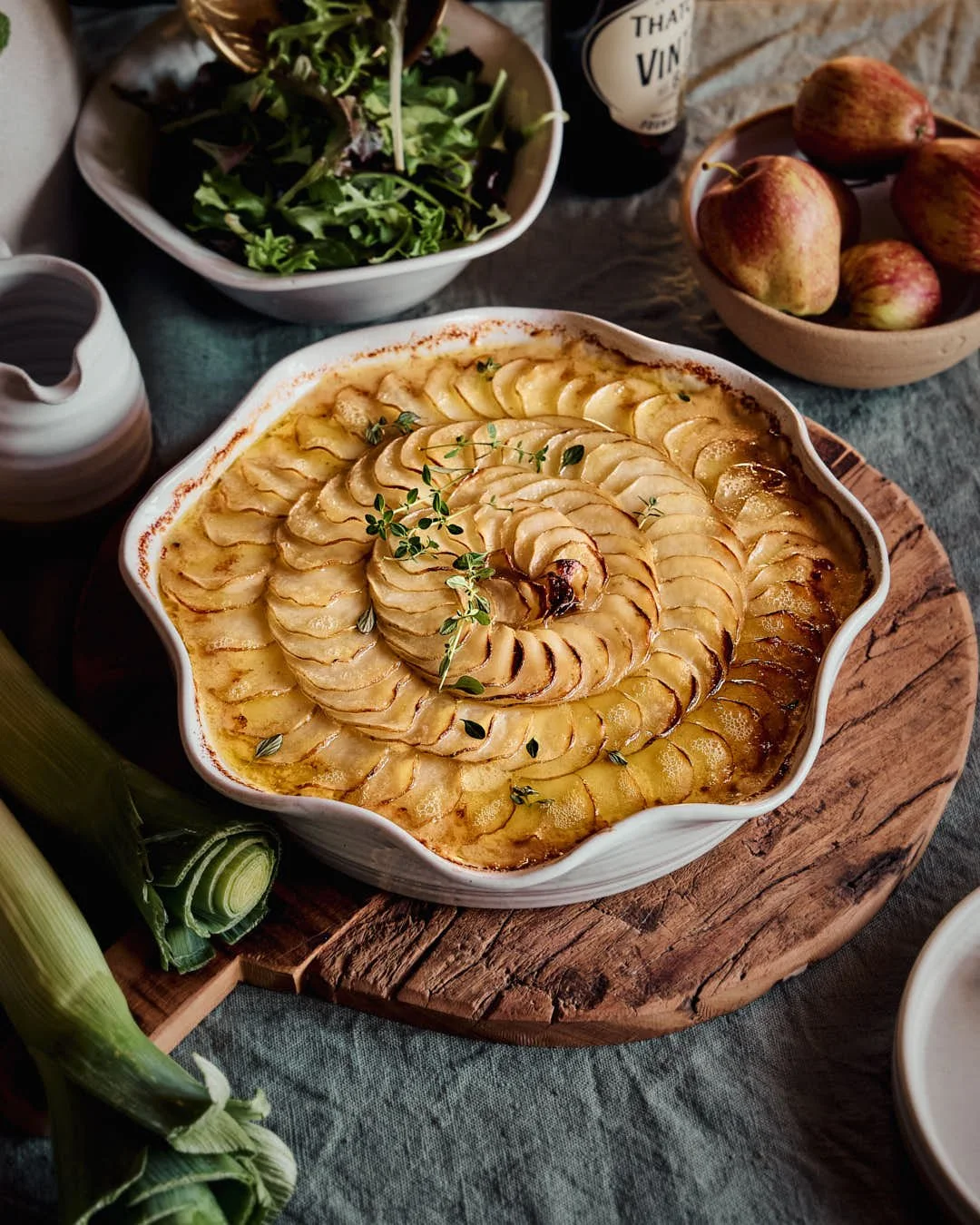 Leek, Chicken, Apple &amp; Somerset Cider Pie with a Crisp Potato Coin Top