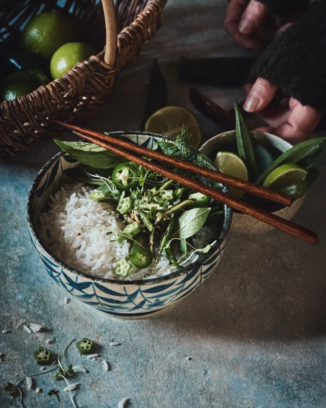 Stir-Fried Mustard Seed Okra with Green Chilli, Garlic, Thai Basil &amp; Dill

A dish that celebrates the silkiness of okra when treated gently, lifted by toasted mustard seed, green chilli heat, and a herbaceous finish of Thai basil and dill. It&rsq