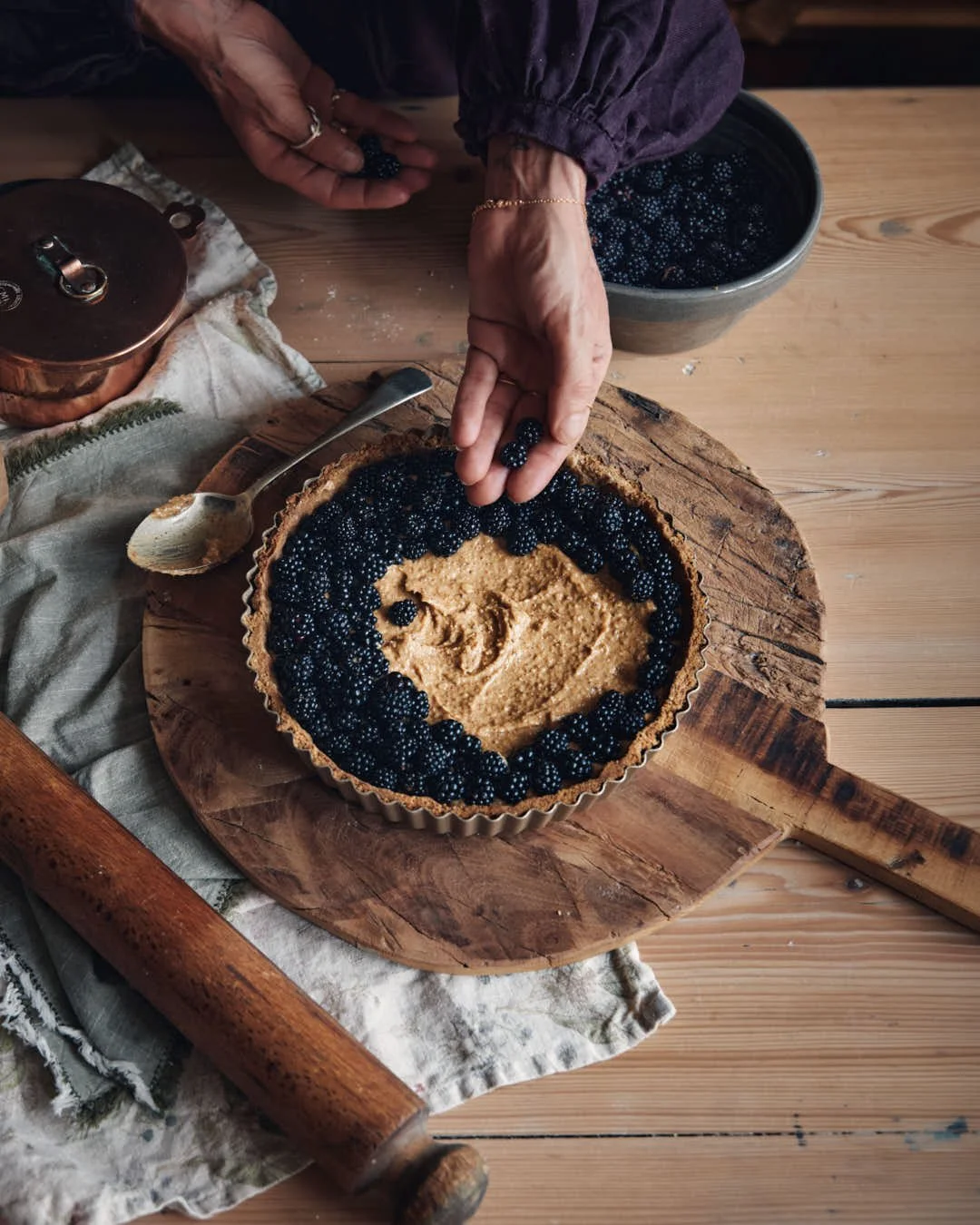 Dewberry &amp; Walnut Frangipane Tart