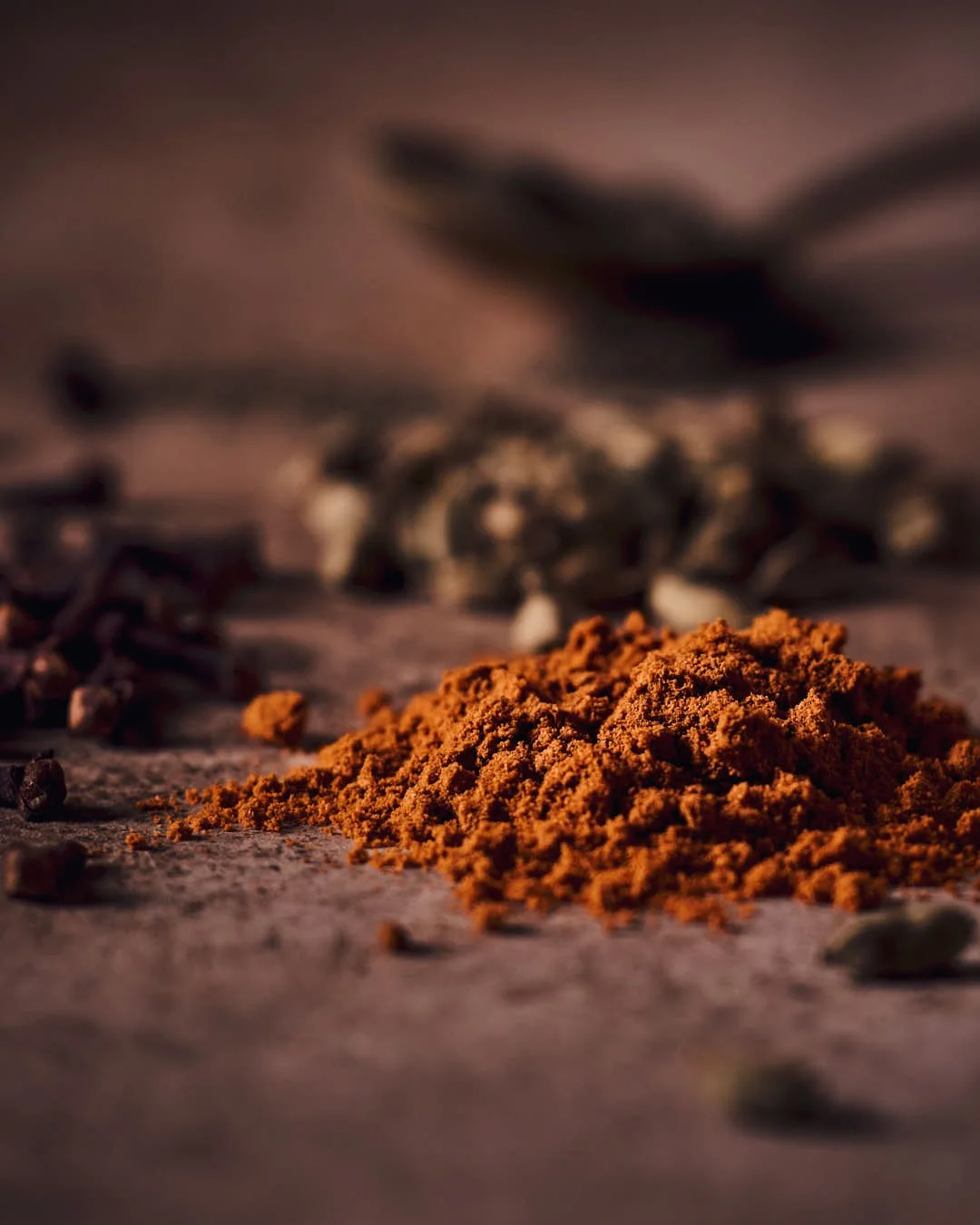 angled macro image of curry powder