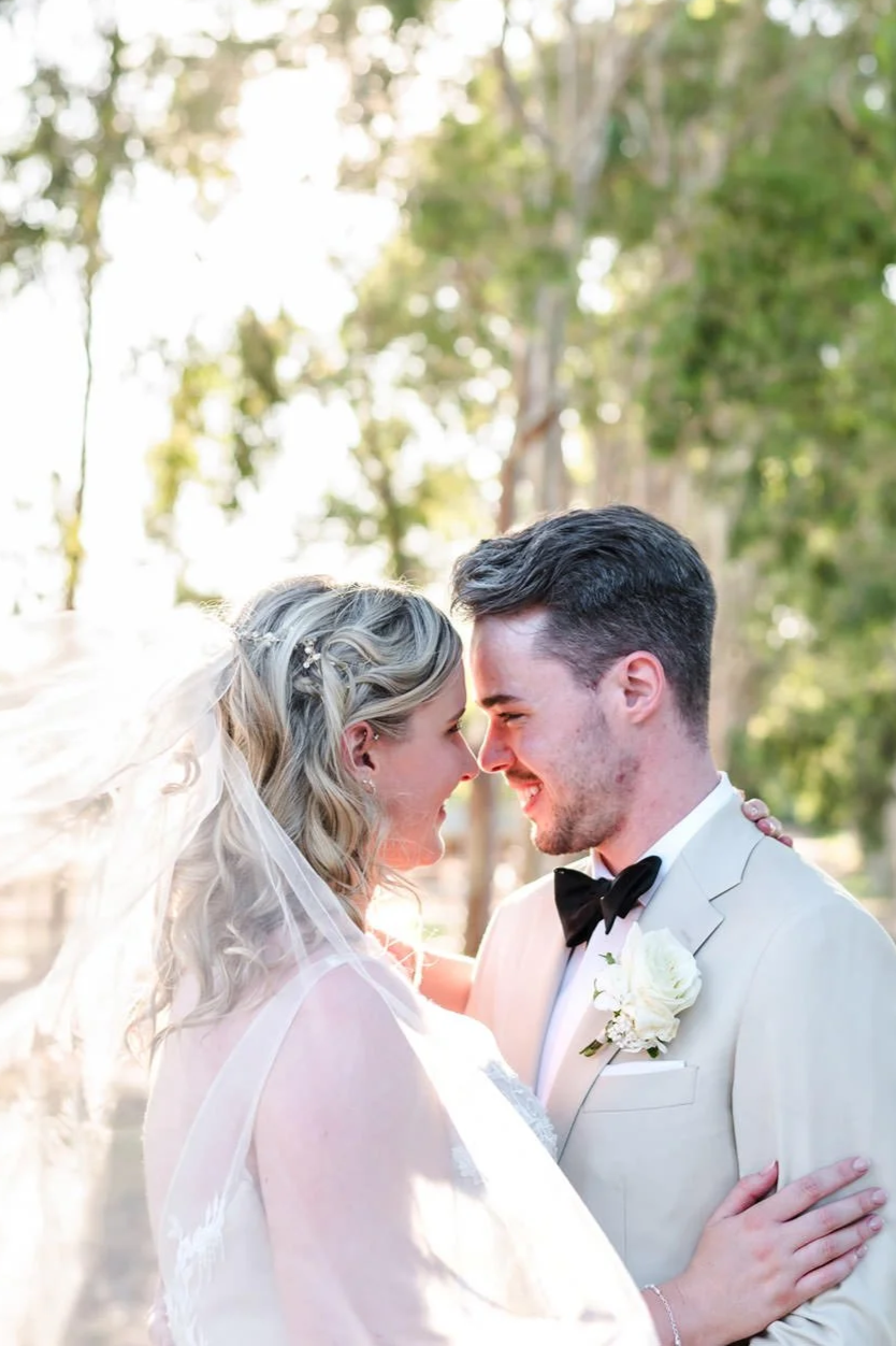 Romantic golden hour light wedding portrait at Brookleigh Estate in the Swan Valley, Perth