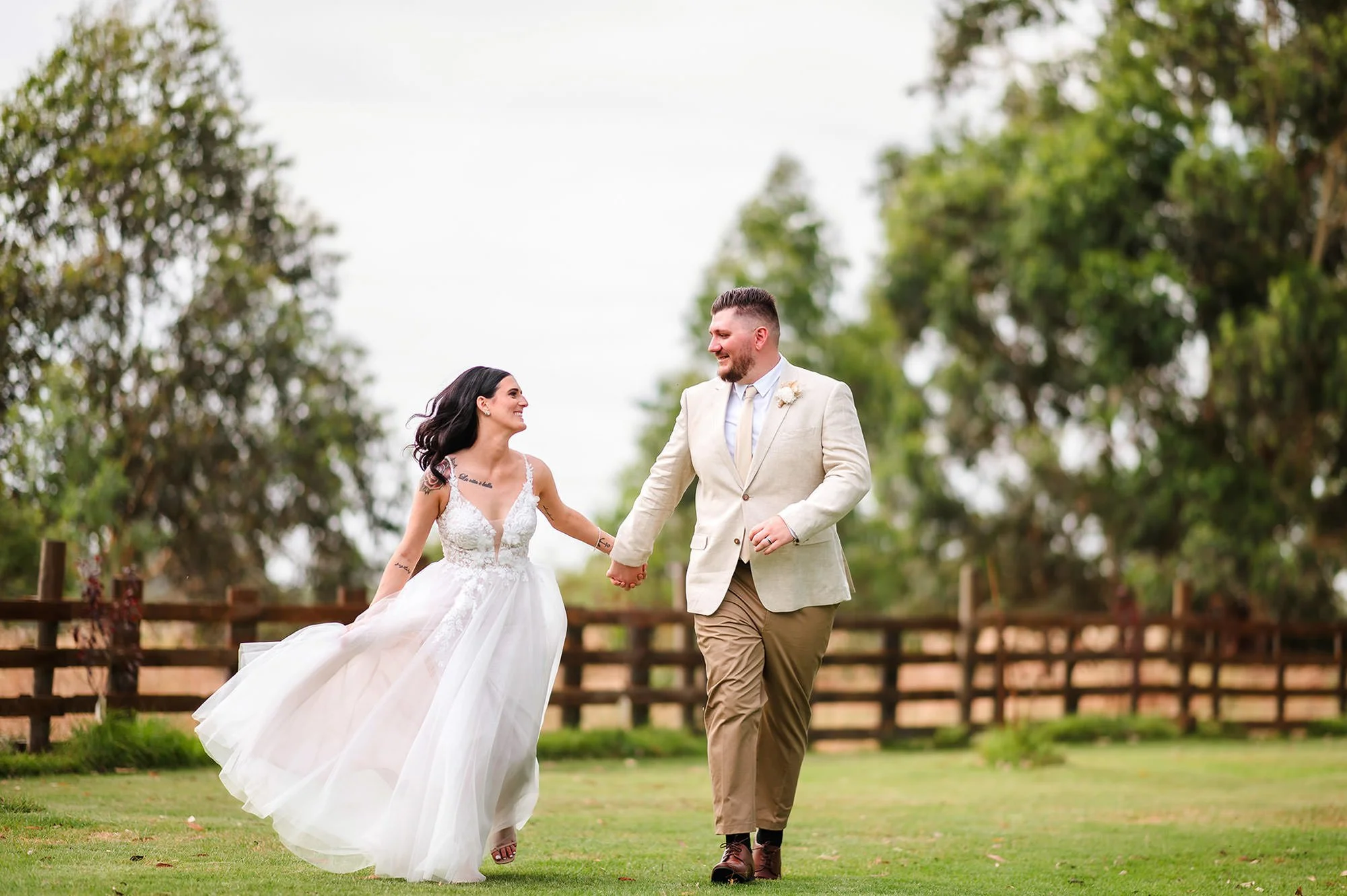 Fun moment of a wedding couple at Baldivis Farm Stay - Country Charm Weddings, Perth.