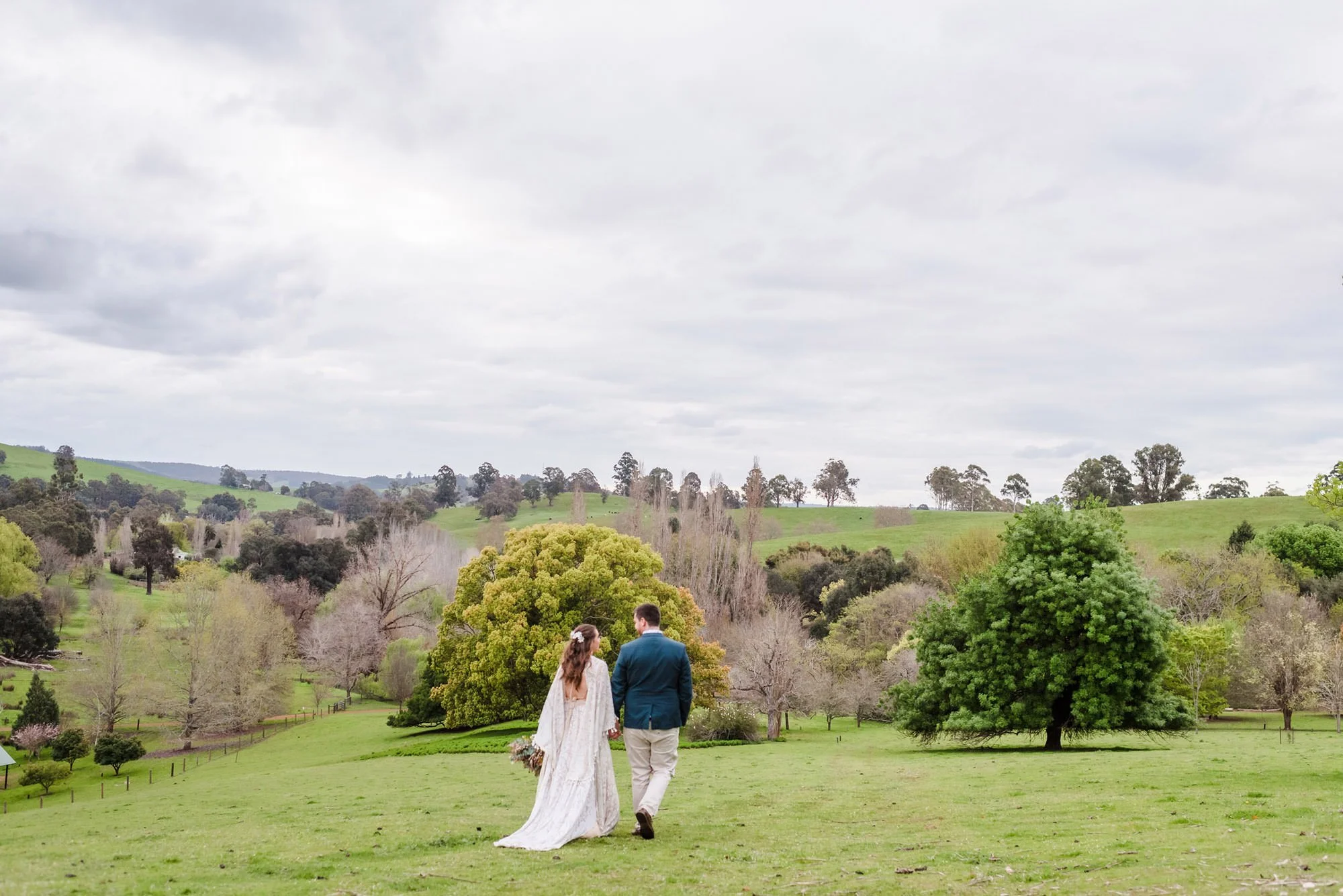 Candid wedding elopement photo in the rolling hills of Balingup south of Perth