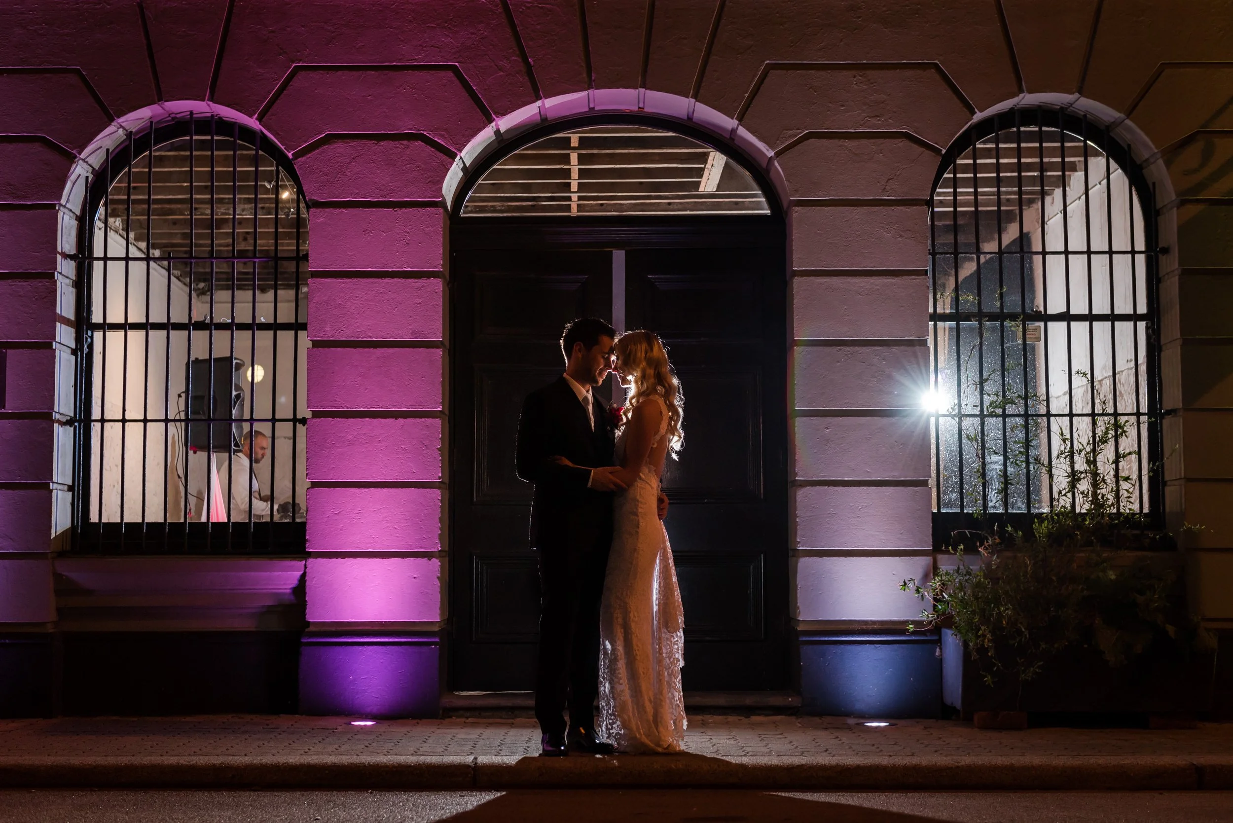 Night Wedding Portrait at Moore and Moore Fremantle