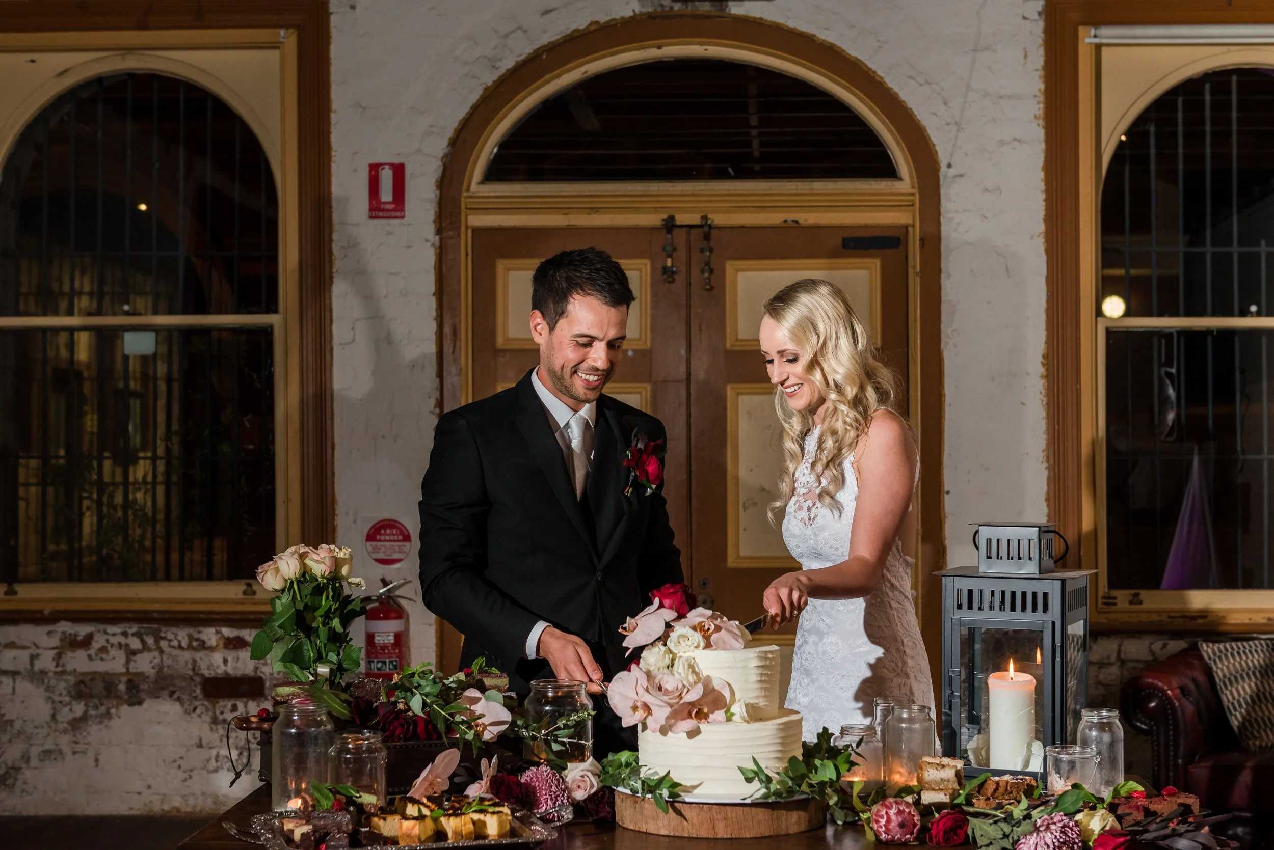 Cake Cut at Wedding Reception at Moore and Moore in Fremantle, Western Australia