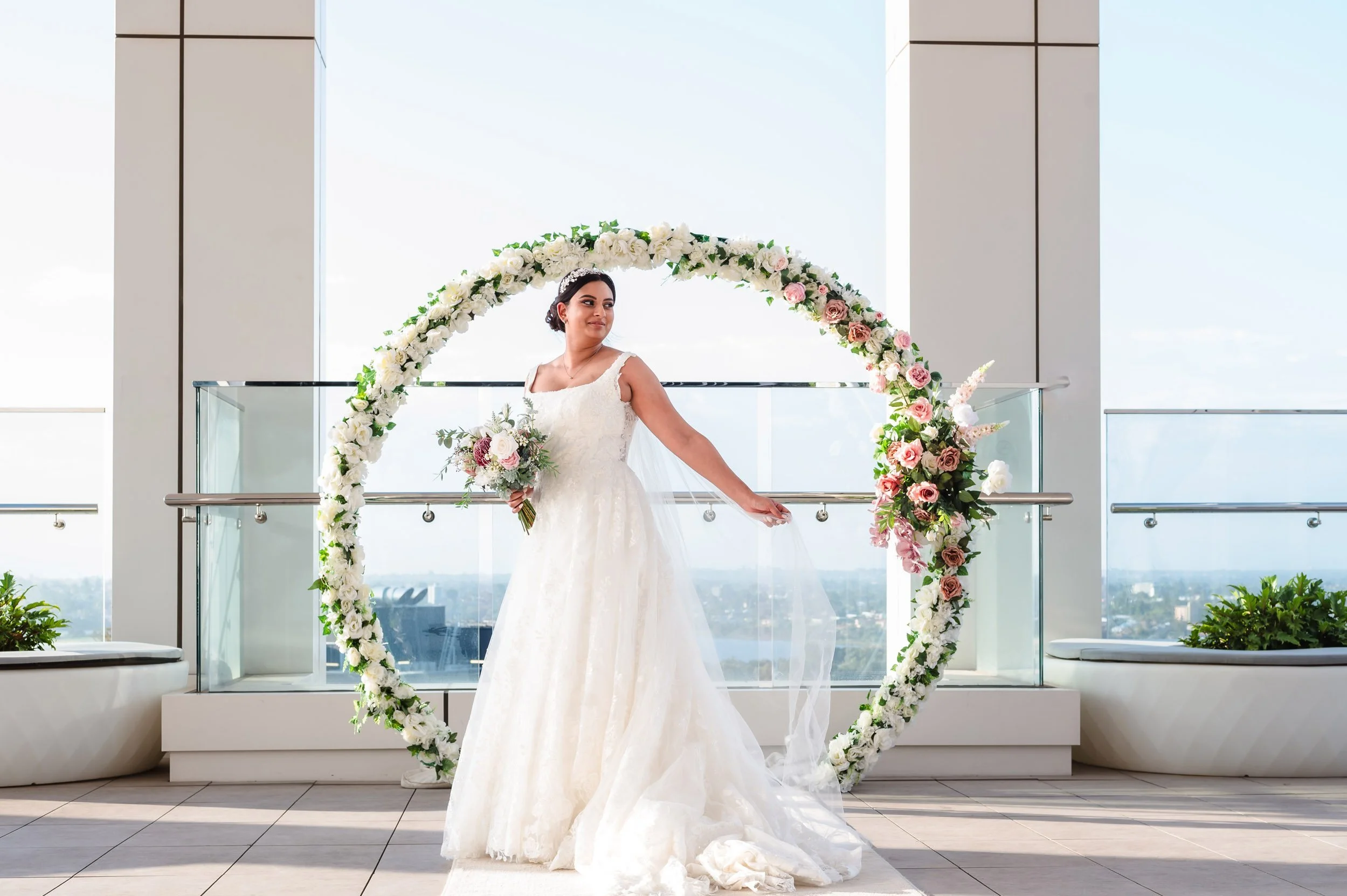 Aloft Bride at Rooftop Weddng