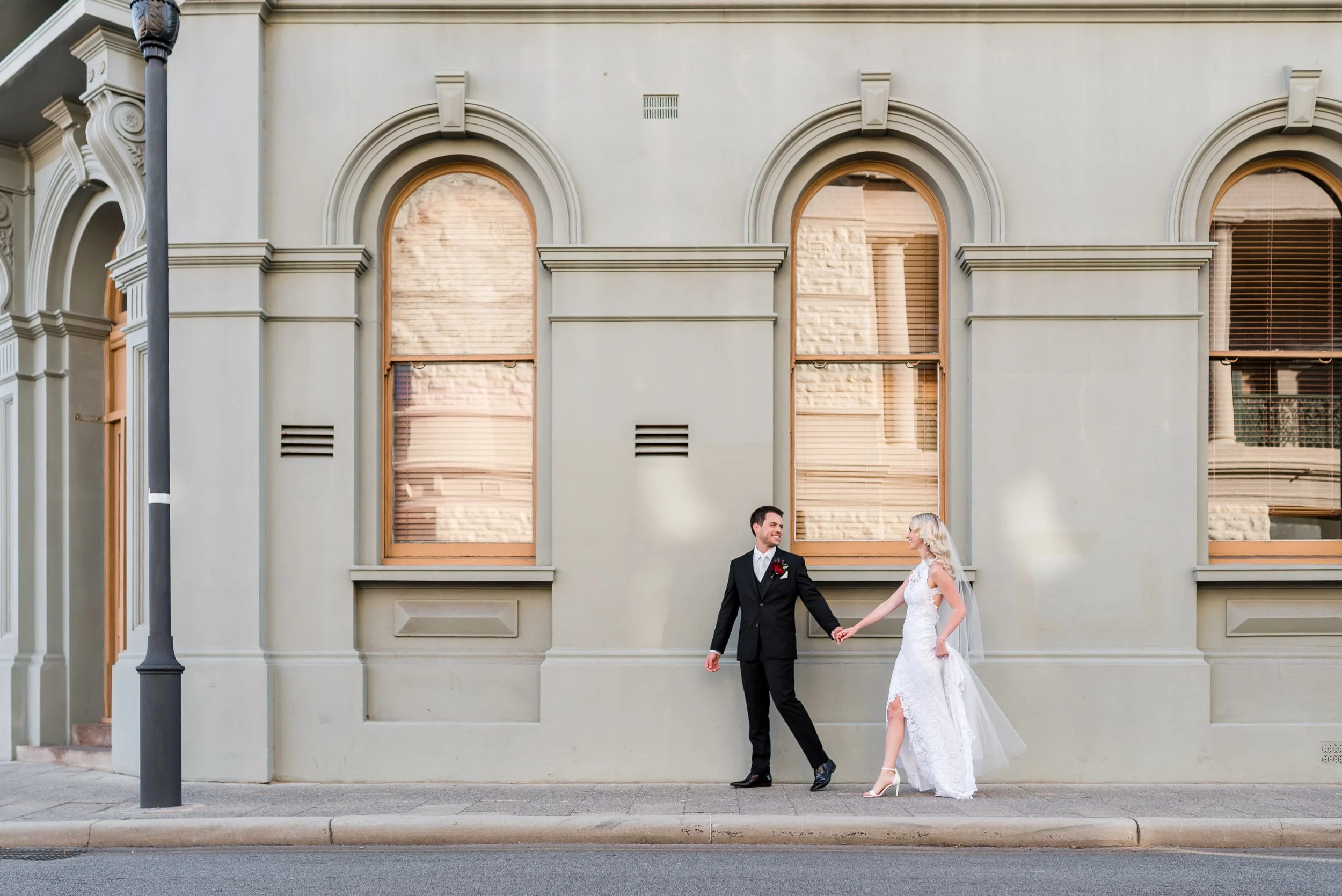 Wedding Couple in the streets of Fremantle