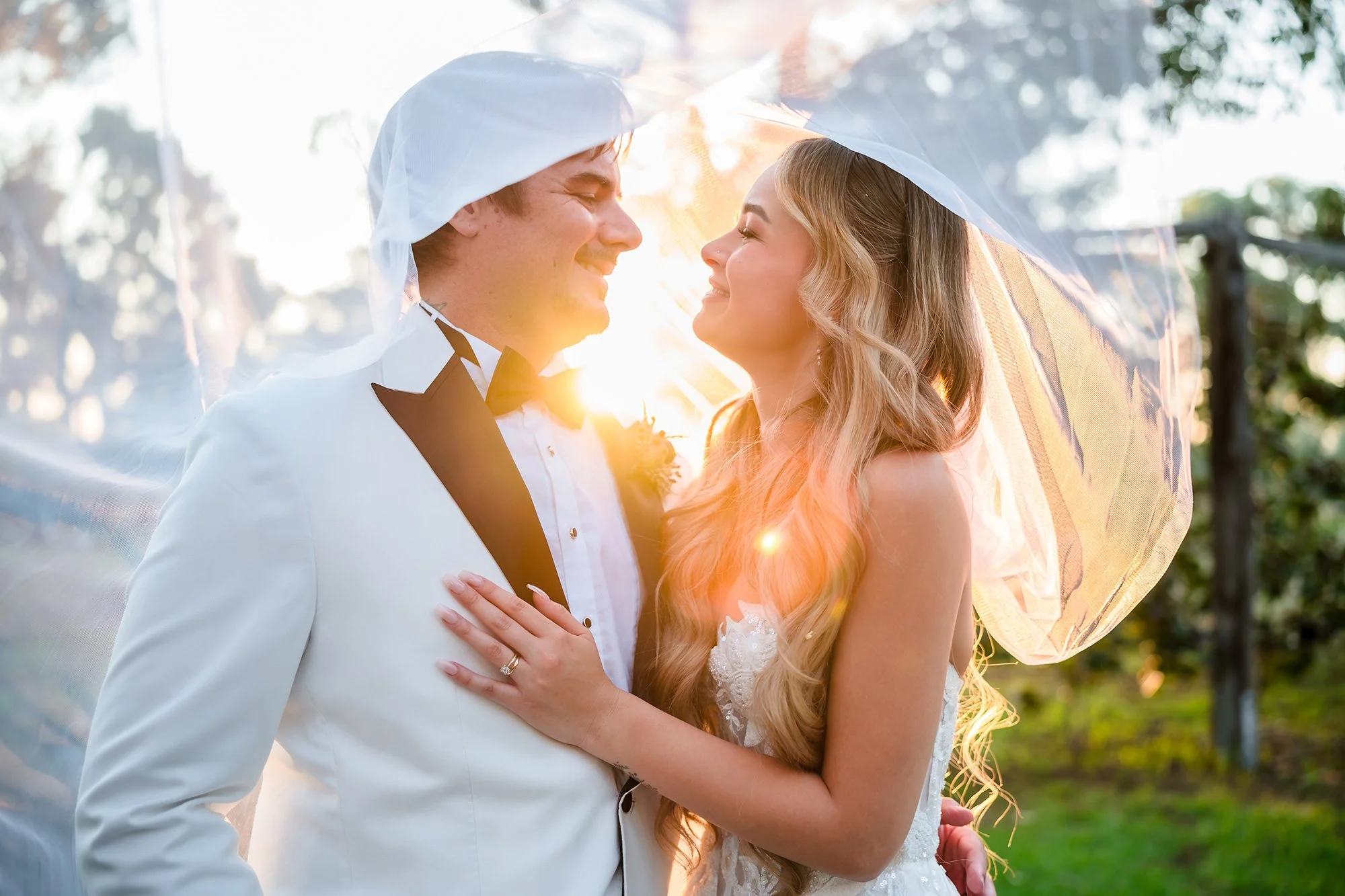 Sunset wedding photo at Lily Farmhouse, Swan Valley