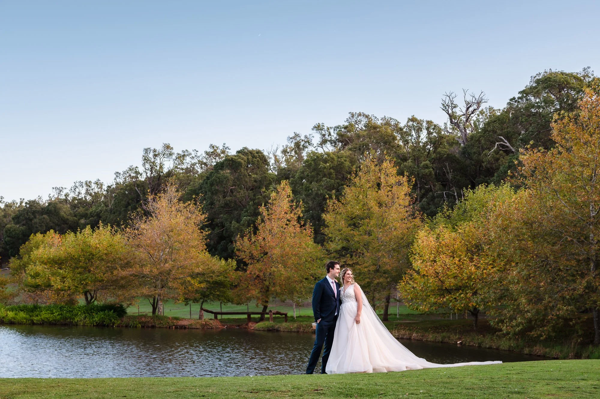Romantic autumn wedding portrait at Millbrook Winery in Jarrahdale, captured with natural light and true colour wedding photography in Perth.