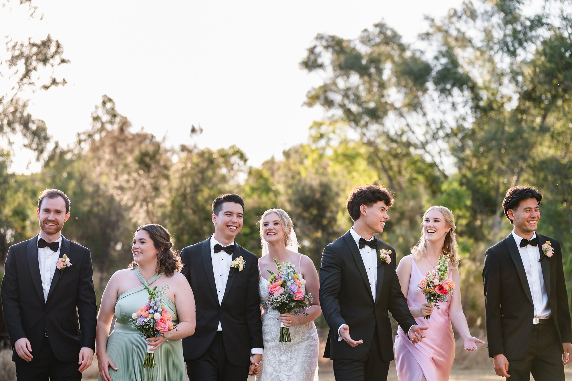 Fun documentary style bridal party photo at Mulberry Estate in the Swan Valley