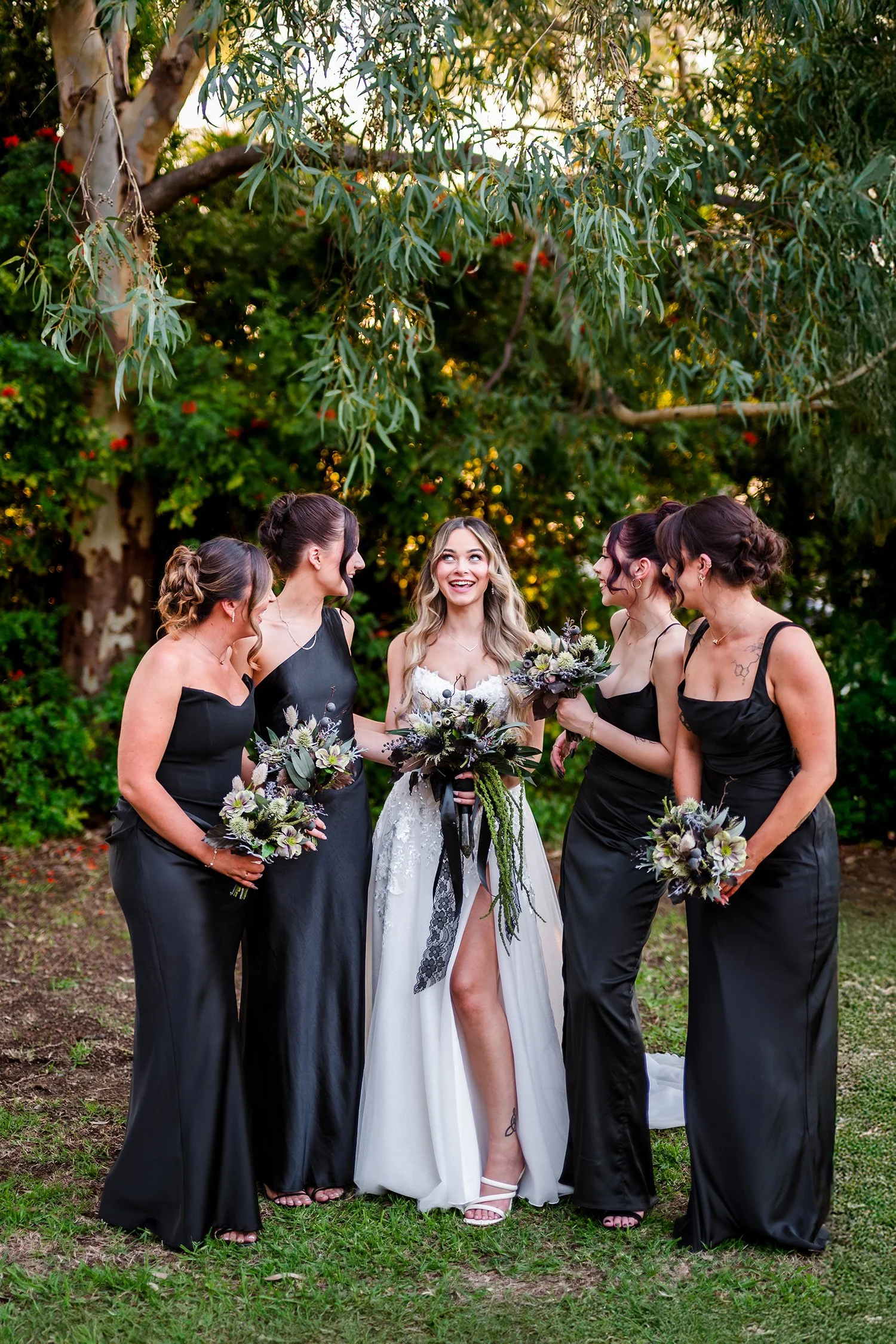 Bride and bridesmaids at Lily Farmhouse, Swan Valley