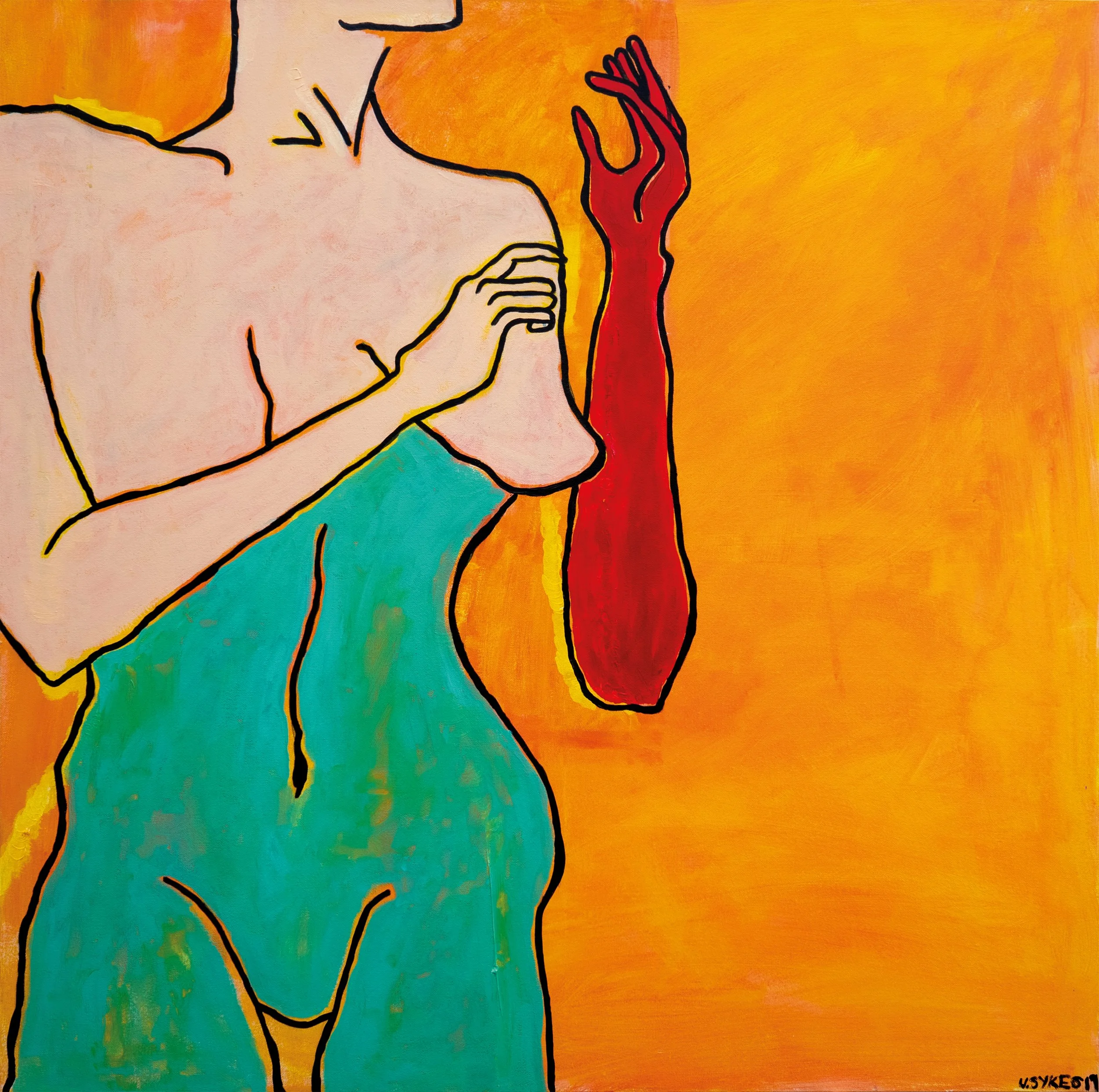Sunbeaten and Turquoise 2019 100x100cm
