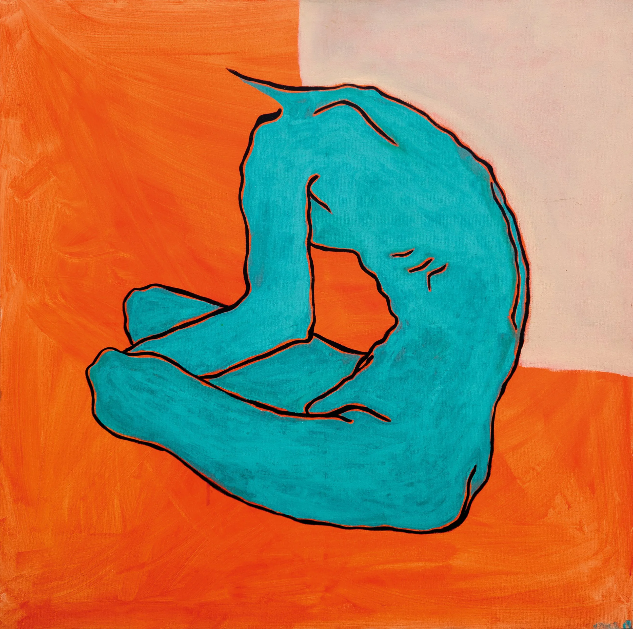 Blue on Orange 2019 100x100cm