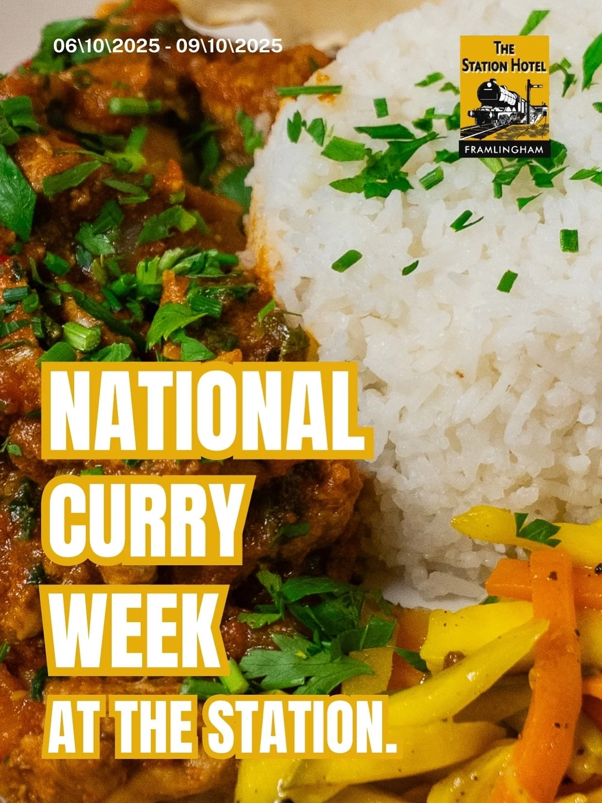 Celebrate National Curry Week with us at The Station! 🍛🔥

From Monday 6th &ndash; Thursday 9th October, 6pm&ndash;9pm, we&rsquo;re serving a special menu packed with flavour &ndash; from tempting starters like Onion Bhaji &amp; Chicken Pakora, to h