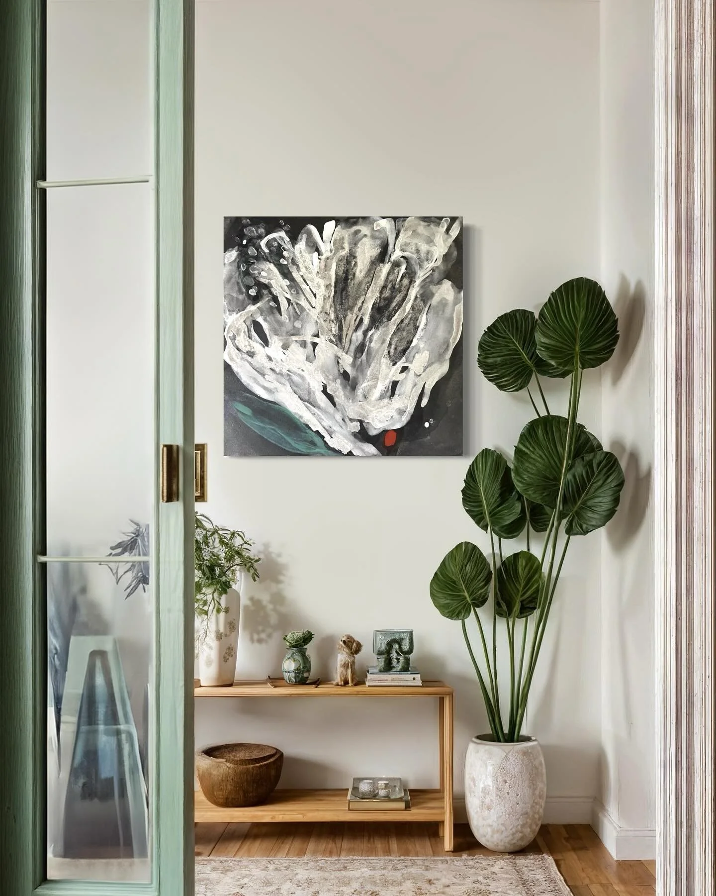 One of our faves from artist @lynneridingart 

&ldquo;Marvao, Portugal, Spring Series&rdquo; | Mixed Media Silver Leaf on Panel 24x24 

#art #artist #painting #artgallery #mixedmedia #portugal #interiordesign #tryon #wnc #mirrorballgallery