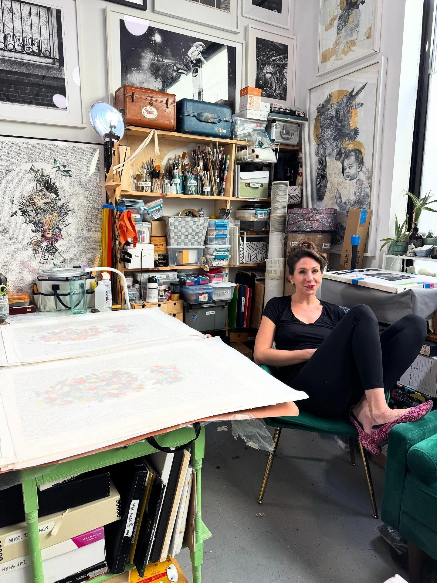 Studio visit with @mercedes_jelinek in her Brooklyn space. 

#mercedesjelinek #art #artist #photographer #nyc #brooklyn #nyartist #wnc #tryon #mirrorballgallery
