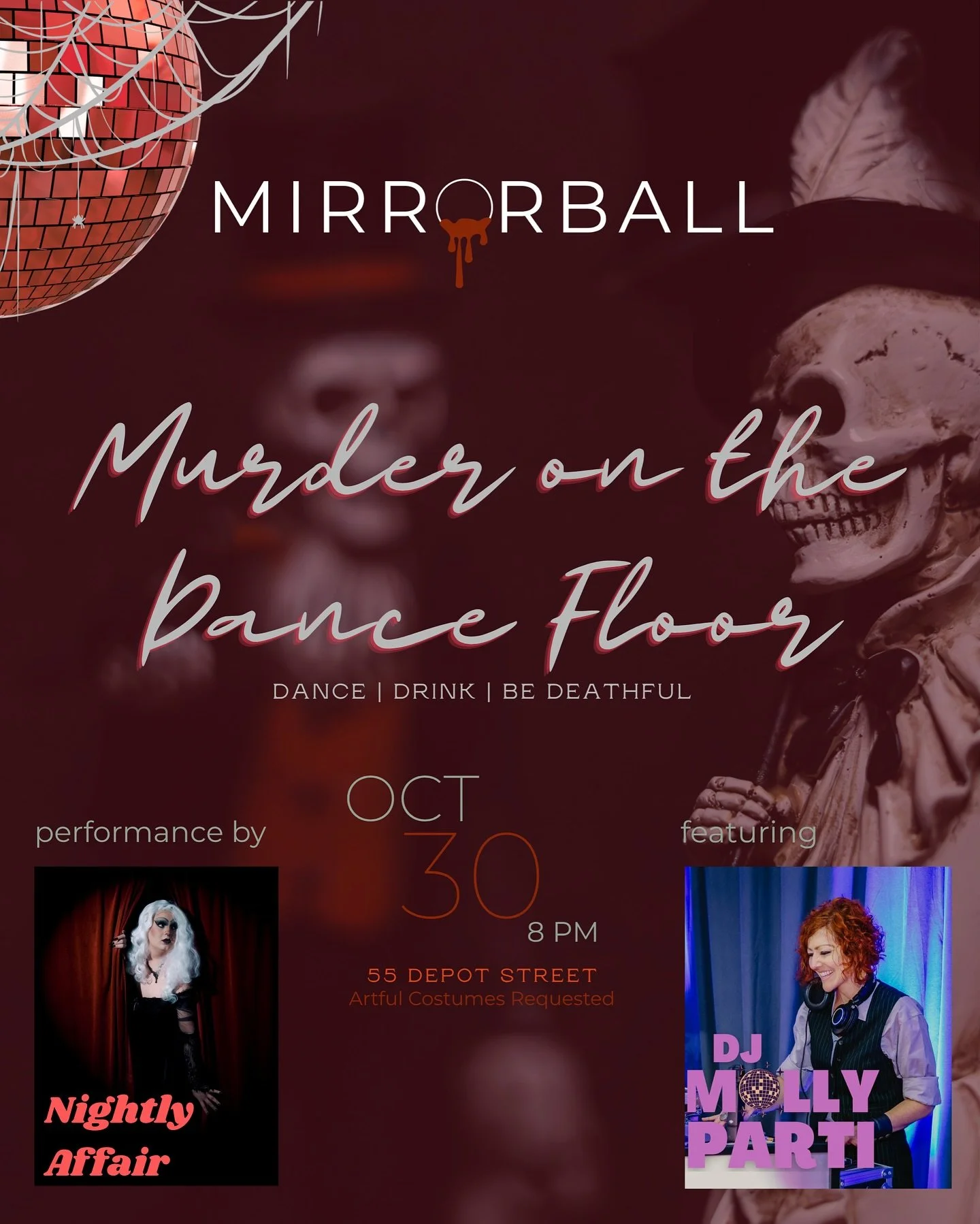 🔪🩸#murderonthedancefloor 
Time’s running out! Grab your tickets before the box office closes 👻
Don’t miss out! 
Tix 🔗 in bio + mirrorballgallery.com
#tryon #tryonnc #halloween #halloweenparty #spooky #artgallery #art #artful #wnc #w