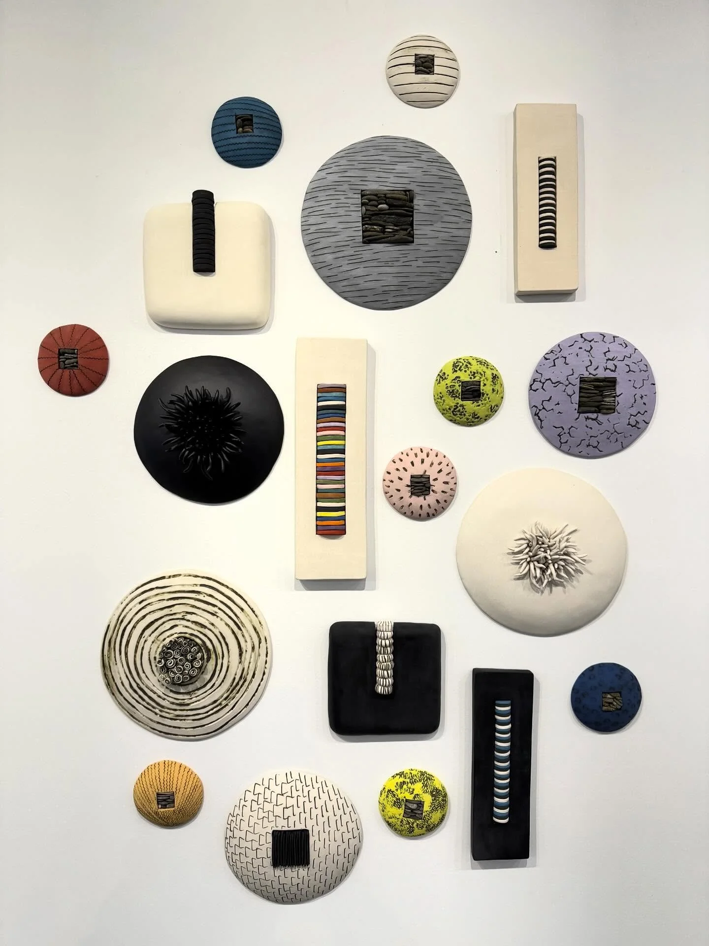 We’re in love 💕 just arrived: ceramic wall sculptures from @rabbithopstudio - this is a must see! #takemehome 
#clay #ceramic #sculpture #art #maker #craft #design #artgallery #sprucepine #wnc #tryon #mirrorballgallery