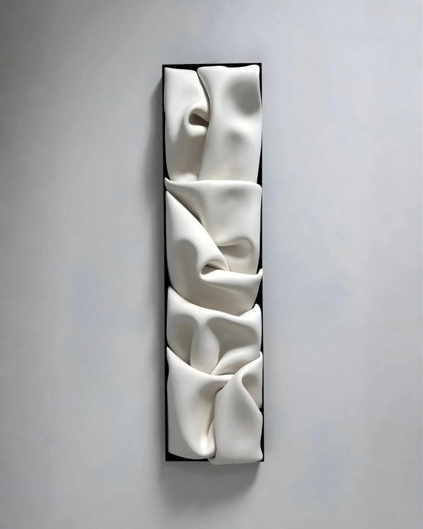 Jeannine Marchand &ldquo;Folds XIX&rdquo; 
This stunning wall piece is clay, steel &amp; wood. 12x48x5 #Available DM us. 

#art #artist #sculpture #porcelain #wallpiece #wallrelief #maker #clay #steel #wood #interiordesign #luxehome #design #modernar