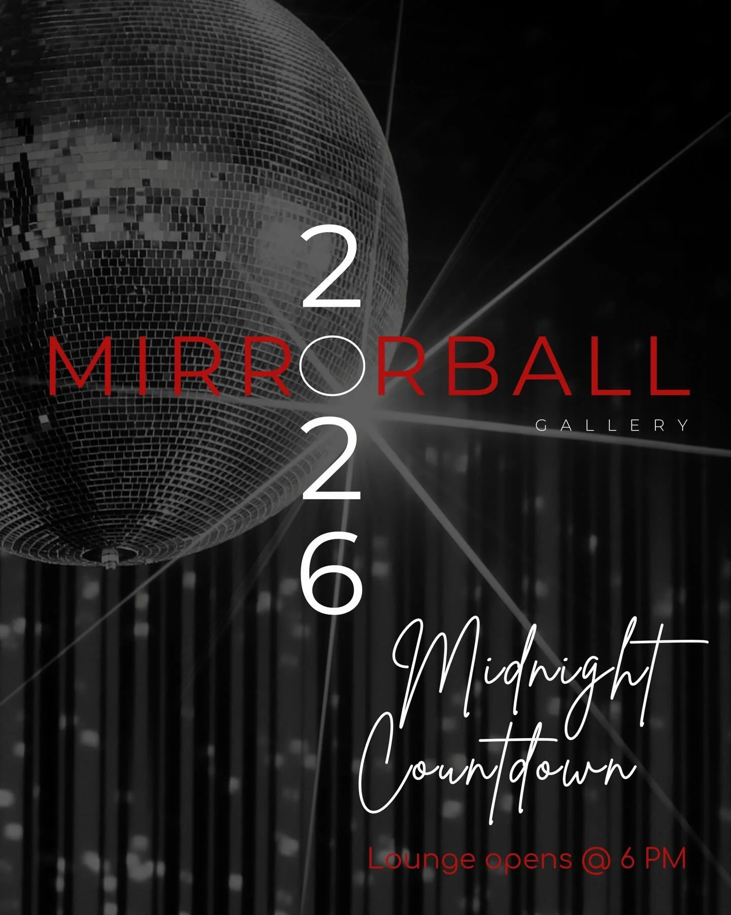 Join us on #NYE for a Mirrorball Midnight Countdown 🥂🪩 #2026

Lounge opens at 6PM. Join us before/after Tryon Midnight ball drop&hellip; 

#newyearseve #newyear #newyearsparty #cheers #wnc #afterhours #tryon #mirrorballgallery #🪩