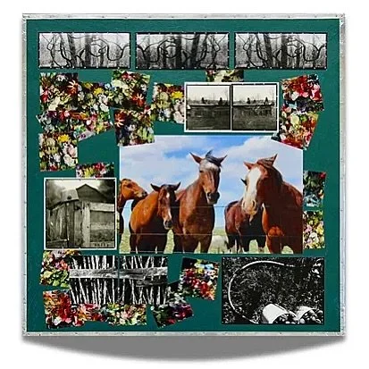 &ldquo;Unity&rdquo; by @underwoodartworks | photography, collage, acrylic paints, metal and wood. #available 

Equine: A Year Of The Horse exhibition now - March 22. 

#equine #horseart #photography #mirrorballgallery