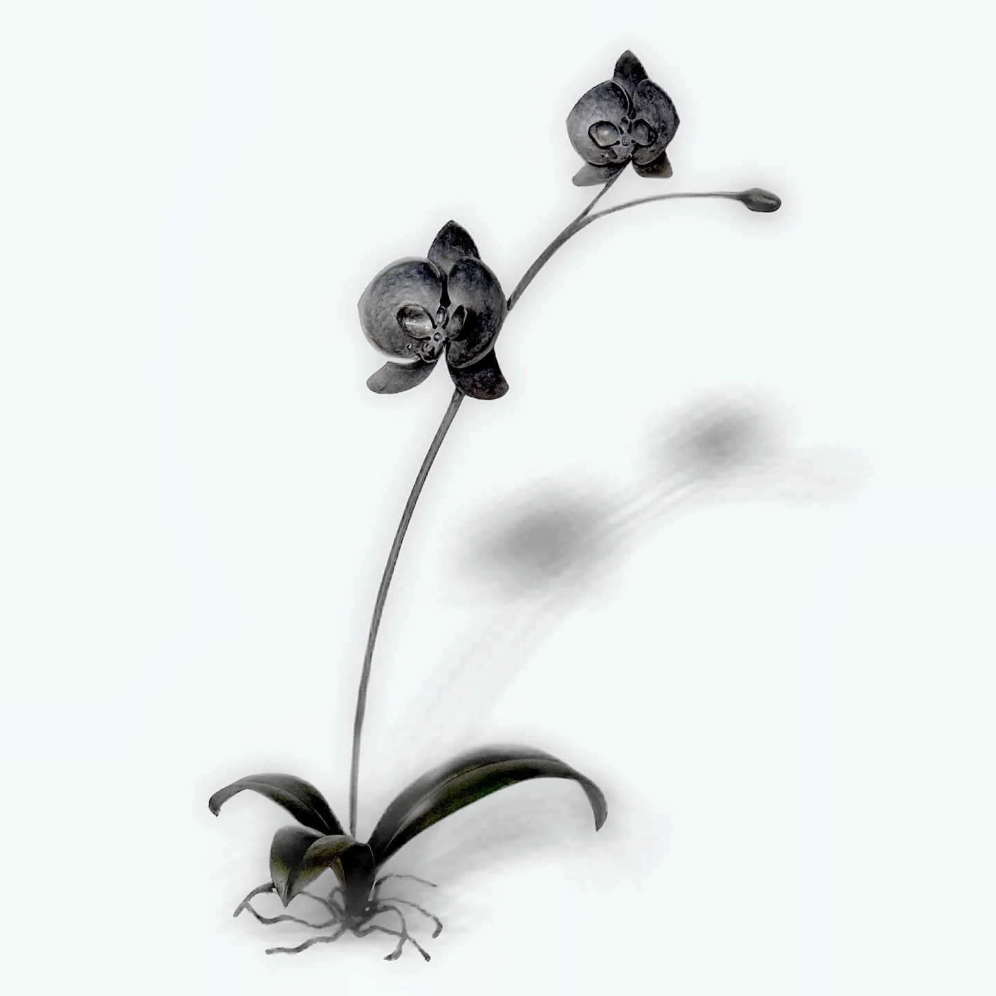 This stunning orchid made of iron by blacksmith @cricketsforge is in our Beyond The Forest exhibition. It&rsquo;s a must see! The artist has offered to take 1 commission. Make it yours! DM for deets. 

#iron #blacksmith #art #orchid #mirrorballgaller