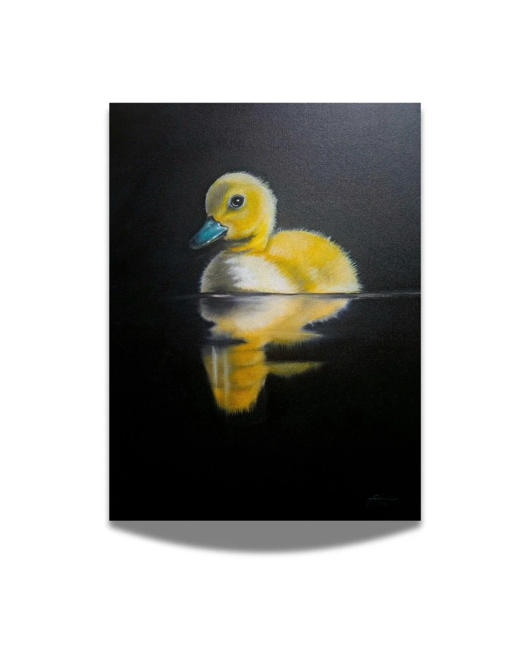 This sweet baby by artist, Elena Frost just arrived | 16" x 20" Oil on Canvas &ndash; Baby Duckling Wildlife Portrait

Painted in oil on a 16" x 20" canvas, this hyperrealistic wildlife portrait captures the delicate softness of d
