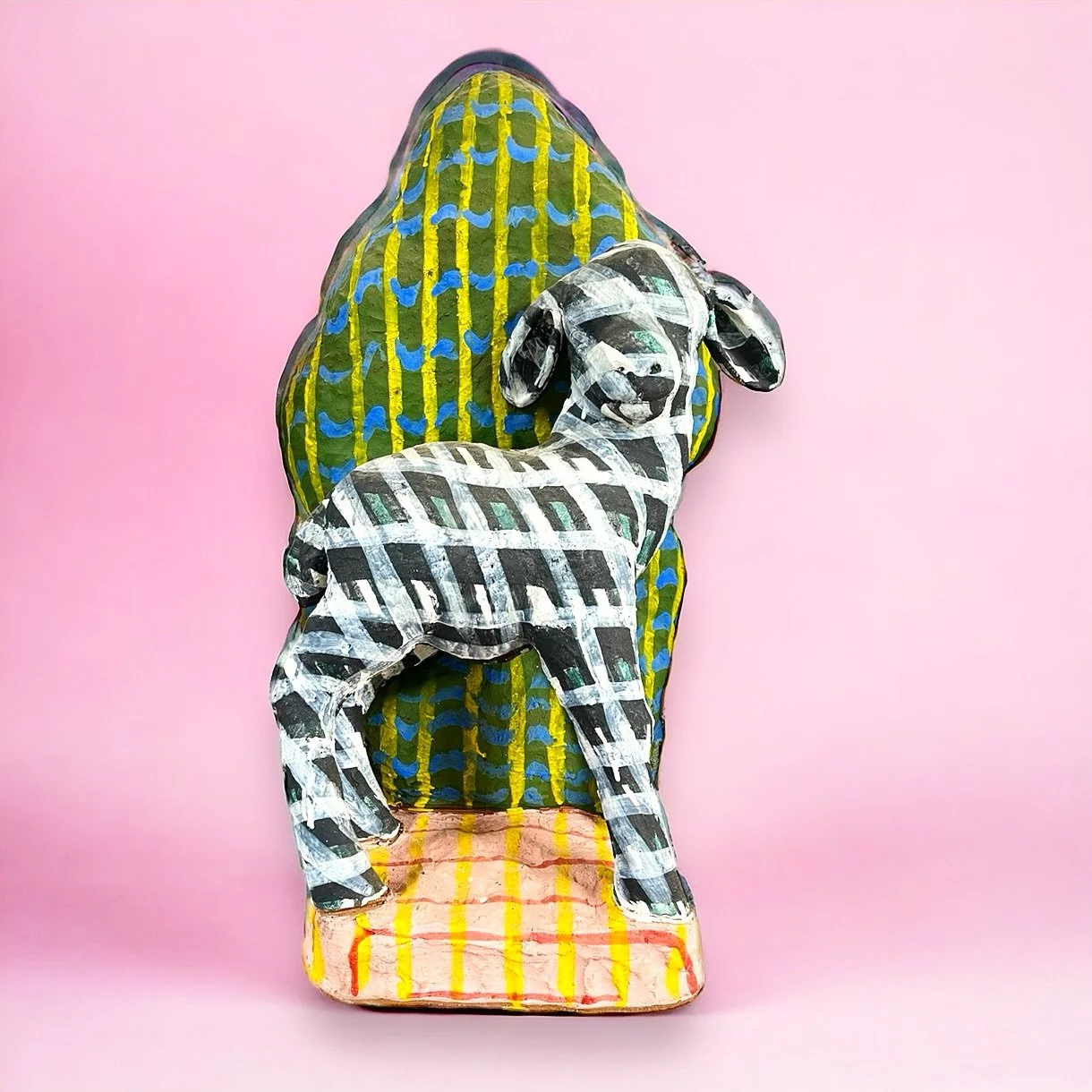 &ldquo;Plaaaaaaaaid&rdquo; by @andreakconnell | Clay, Underglazes&hellip;. Available 💕

#sculpture #clay #art #lamb #mirrorballgallery
