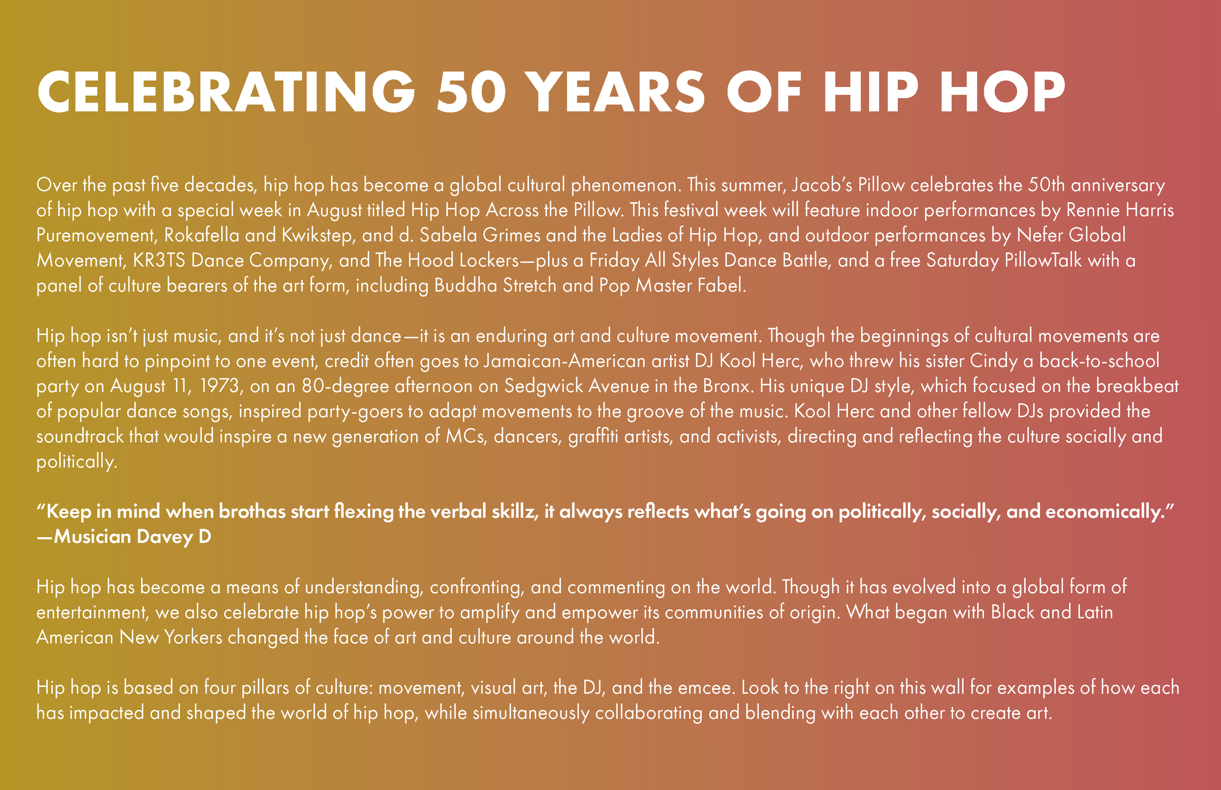 50 Years of Hip Hop Celebration Exhibit Poster