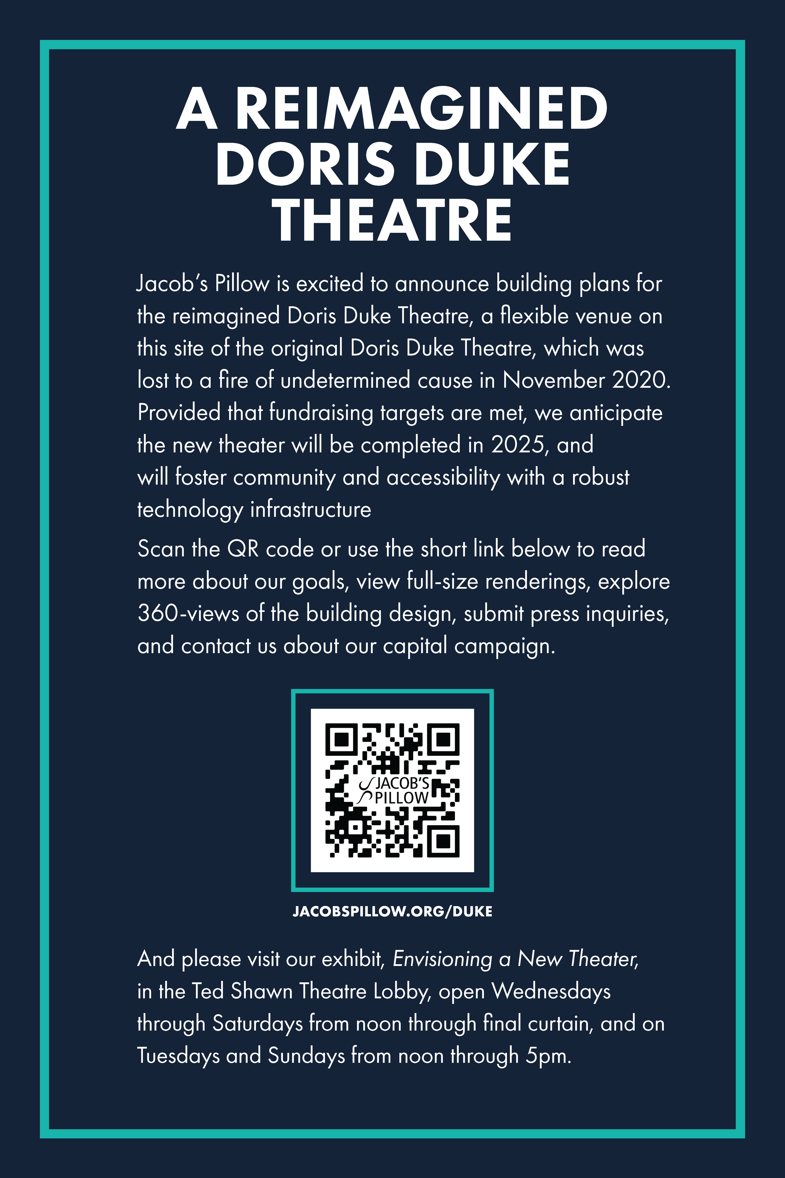 Doris Duke Theatre Informational Signage/Poster