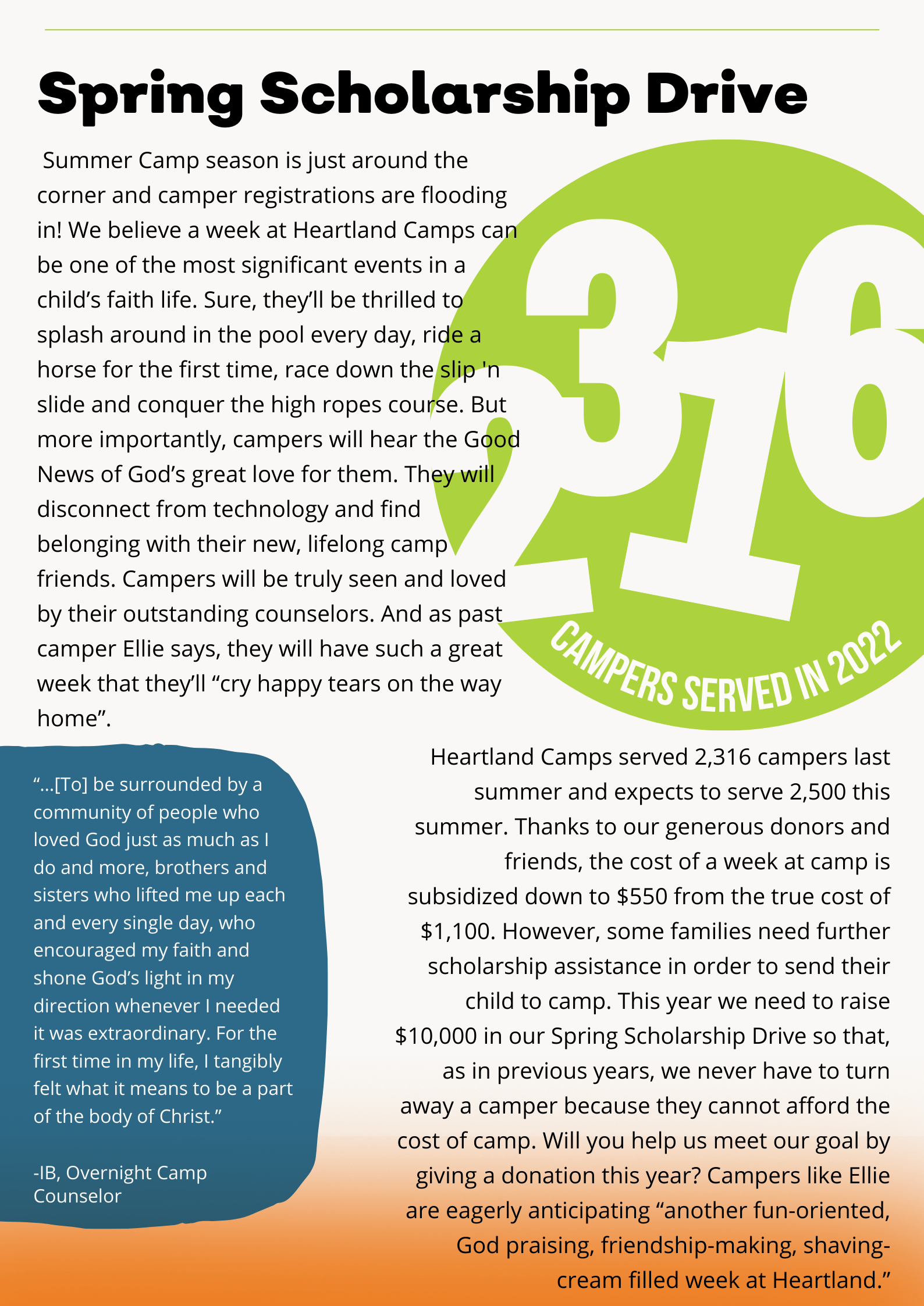 Heartland Camps and Retreat Center Quarterly Newsletter, Pg. 2