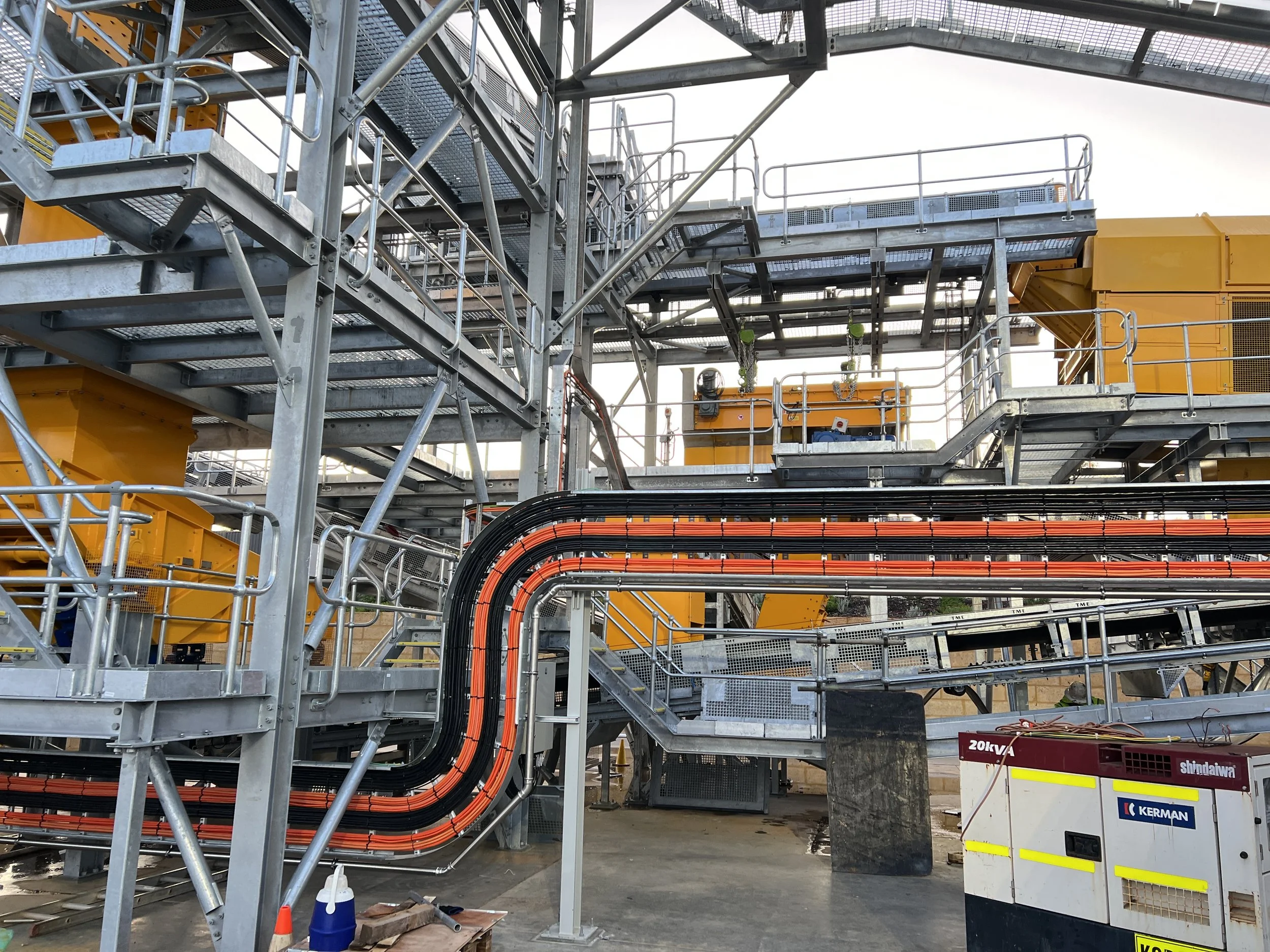 Showing cables connected from MCC to processing facility