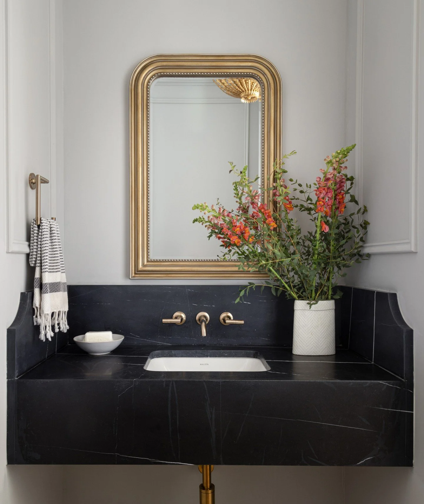 The smallest room in the house deserves the biggest personality. 🖤✨ Swipe through our favorites and tell us &mdash; which one would you put in YOUR home? Drop a number below! 👇"

Built with @brusharborhomes and photographed by @jennverrierphot