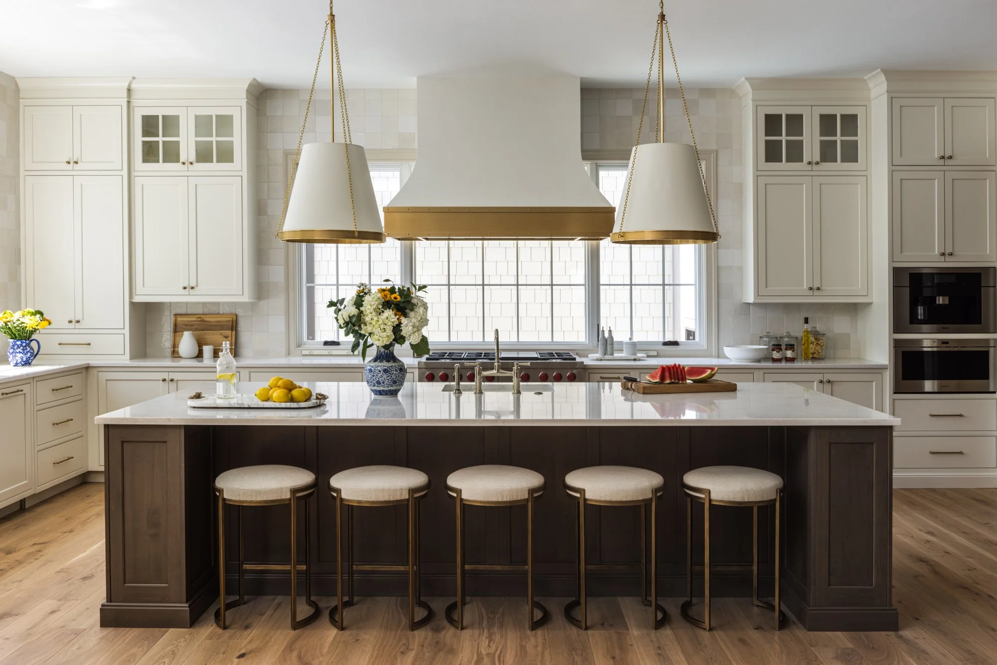 Modern classic estate kitchen design with custom cabinetry by Wellhouse & Co.