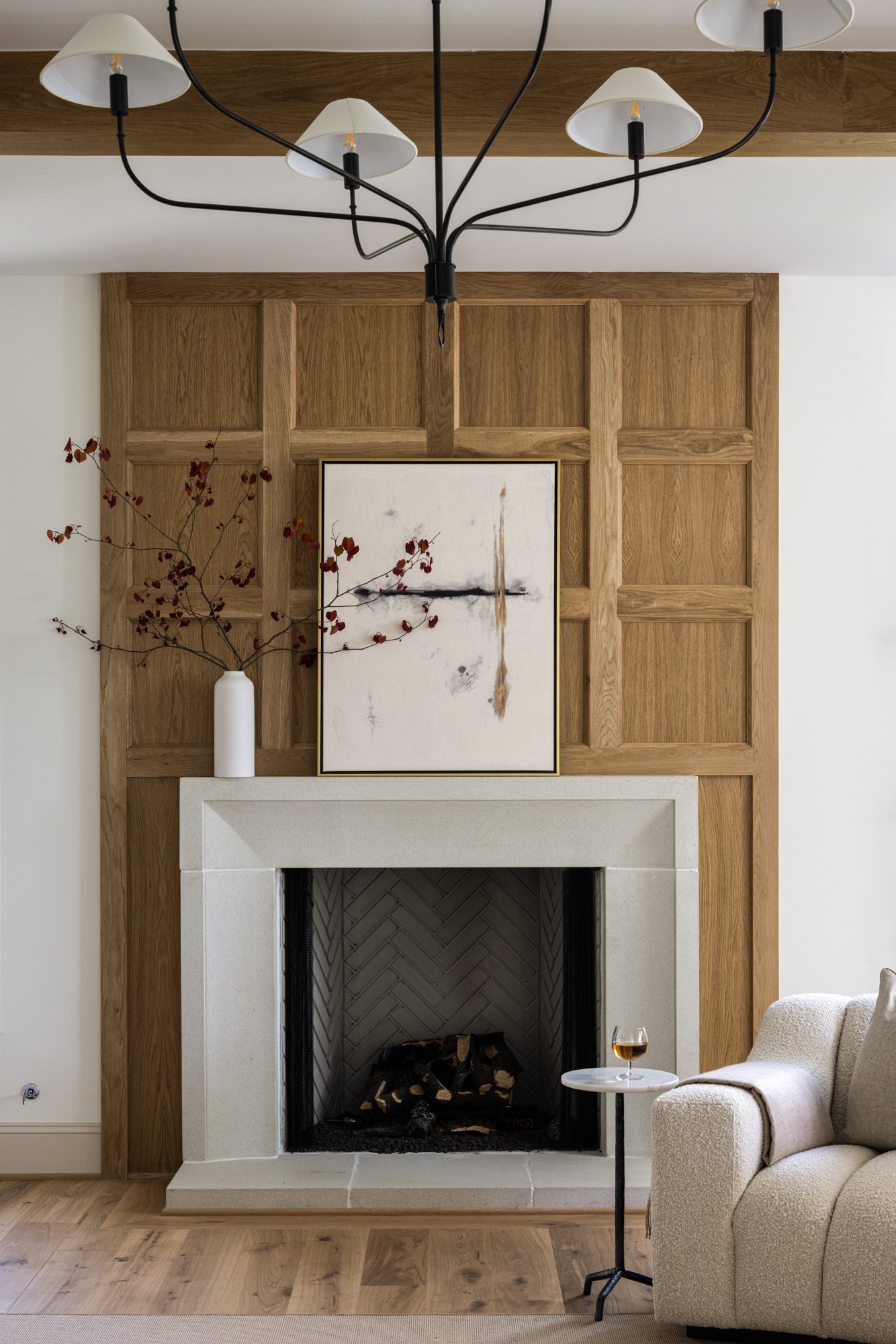 Elegant fireplace design in modern classic estate interior by Wellhouse & Co.
