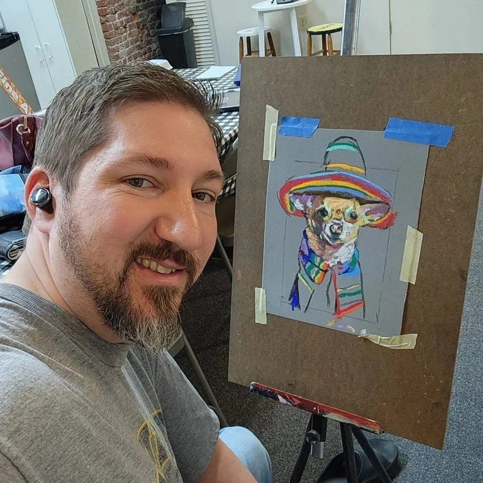 Chad McLaren at the easel