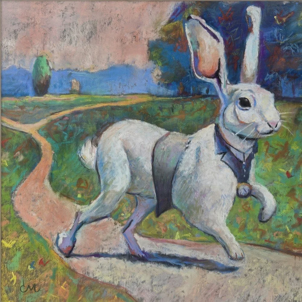 The White Rabbit, soft pastel by Chad McLaren