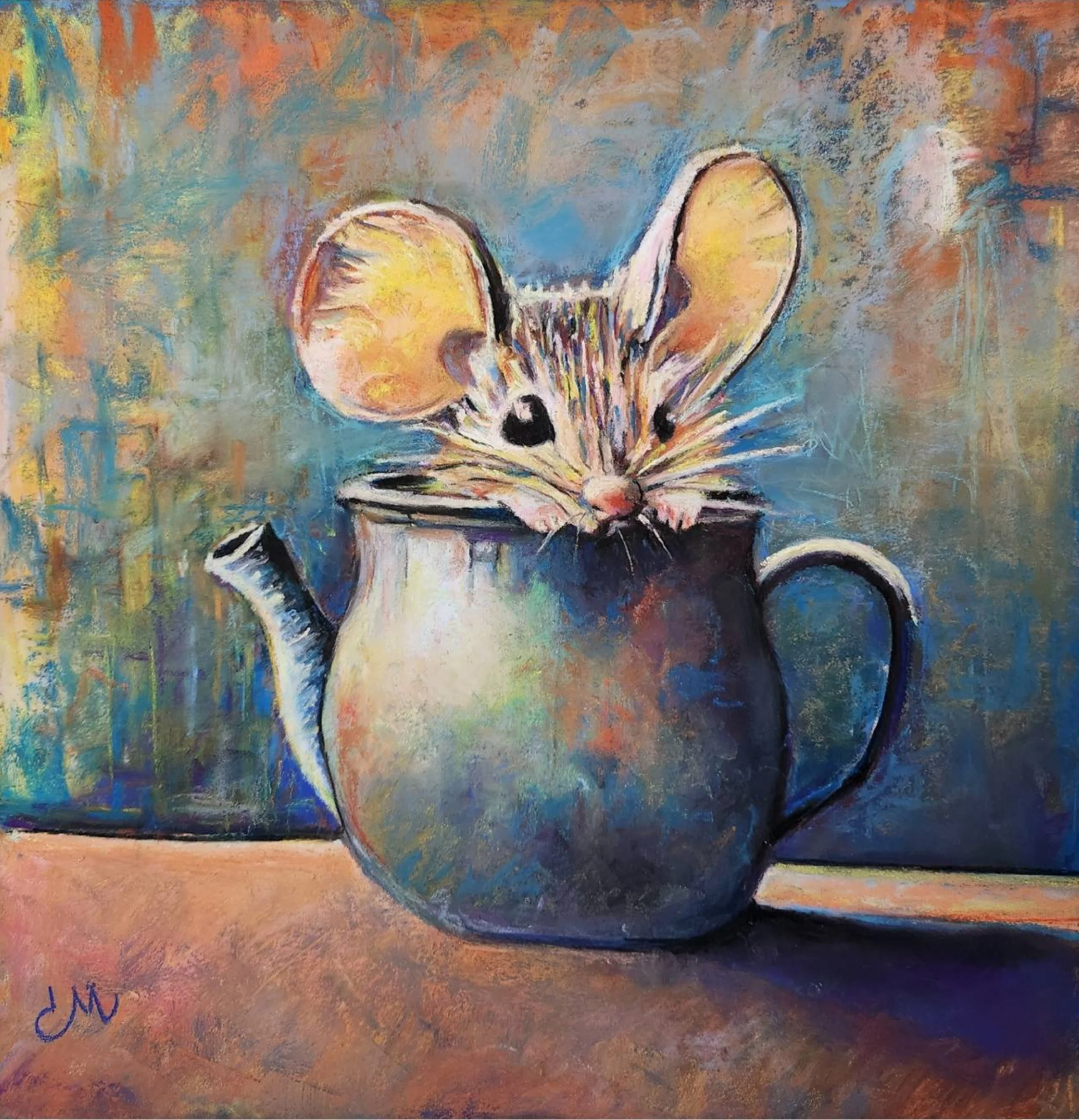 Spot of Tea - 16x16" - framed - Soft Pastel - $450 