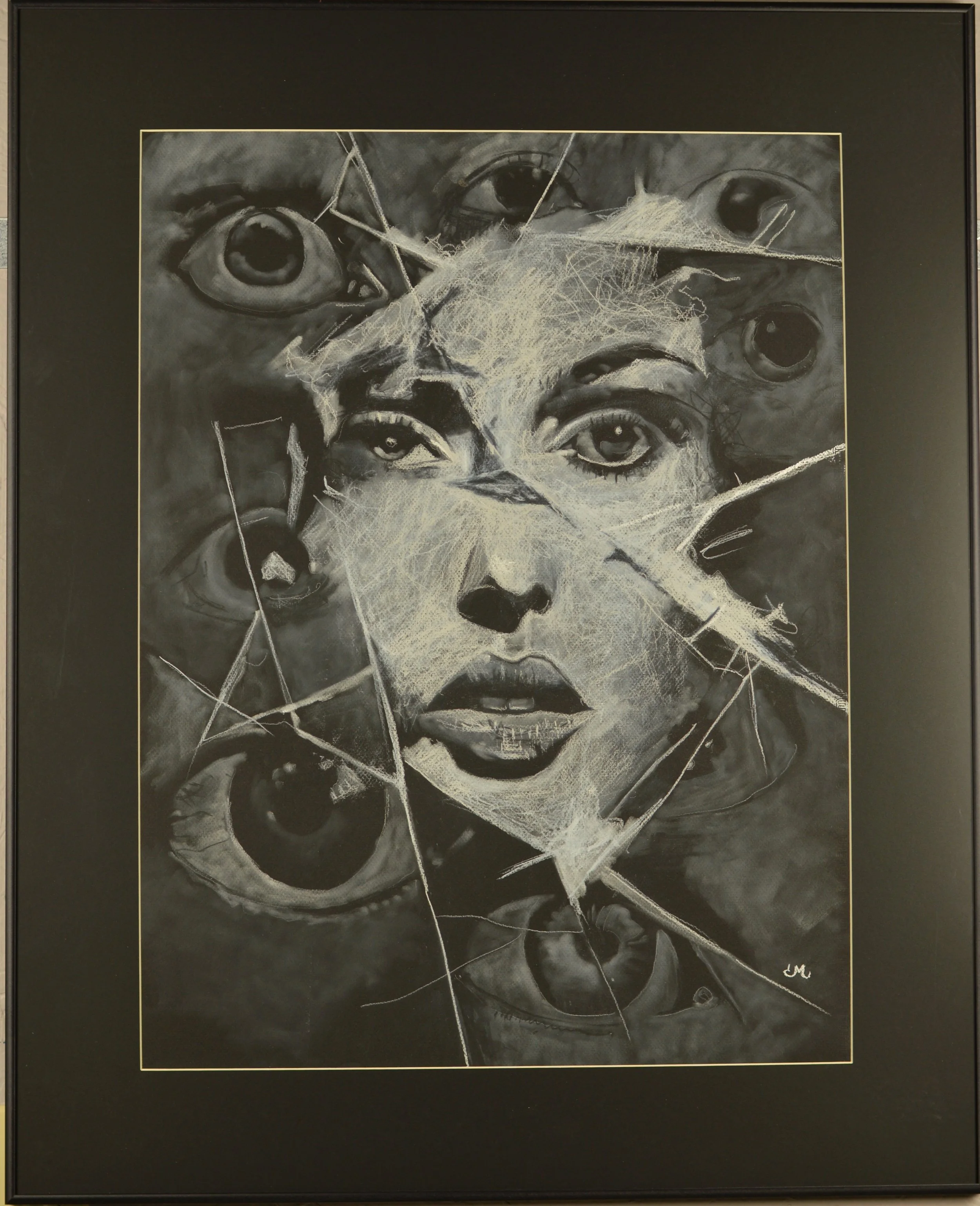 Inescapable - 26x32" - framed - Charcoal on black paper - $575