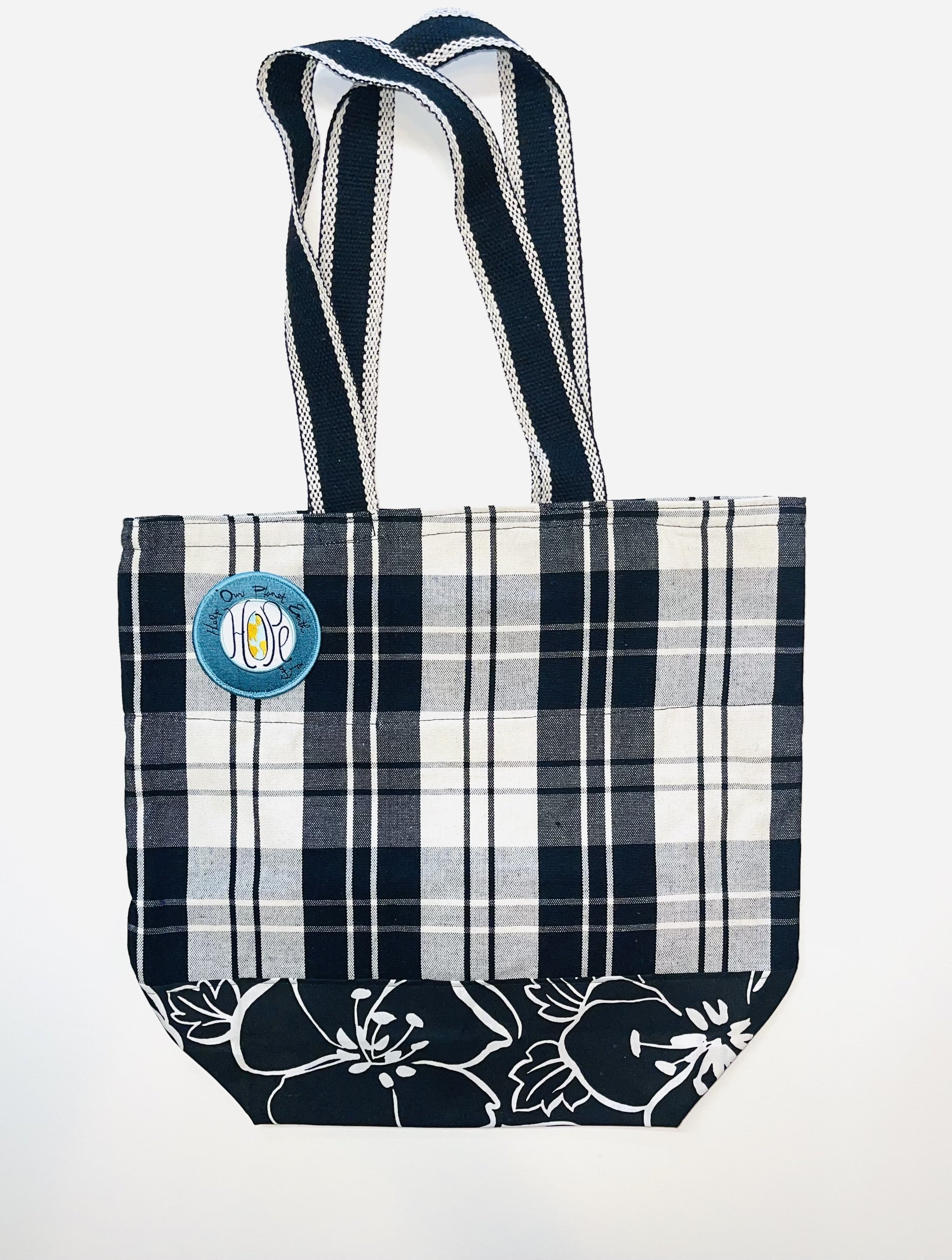 Plaid on Black Flowers